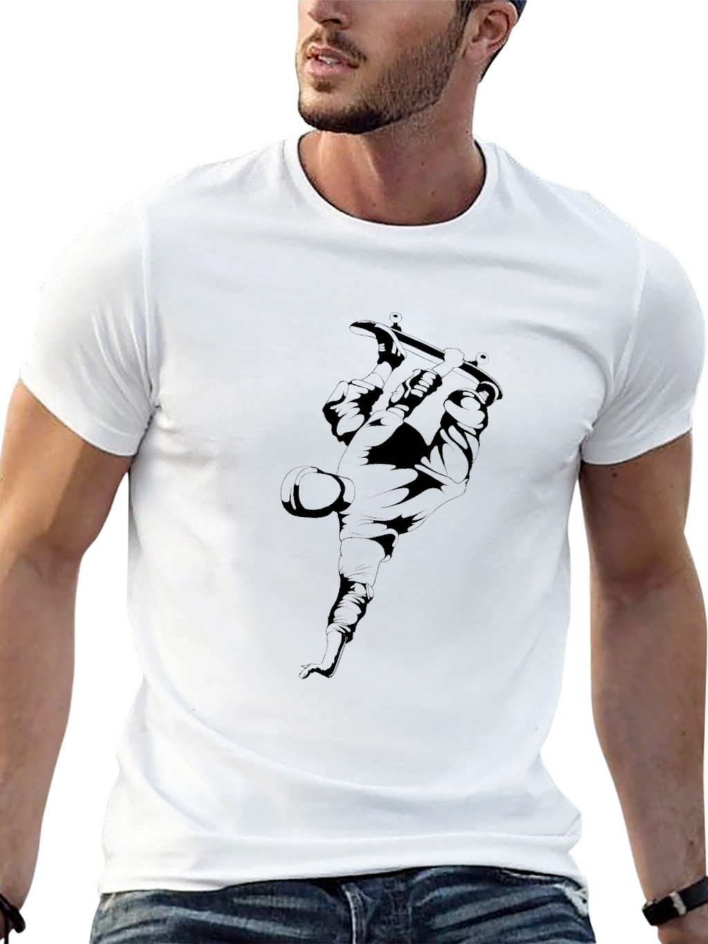 Mens Black Skateboarder Graphic Tee