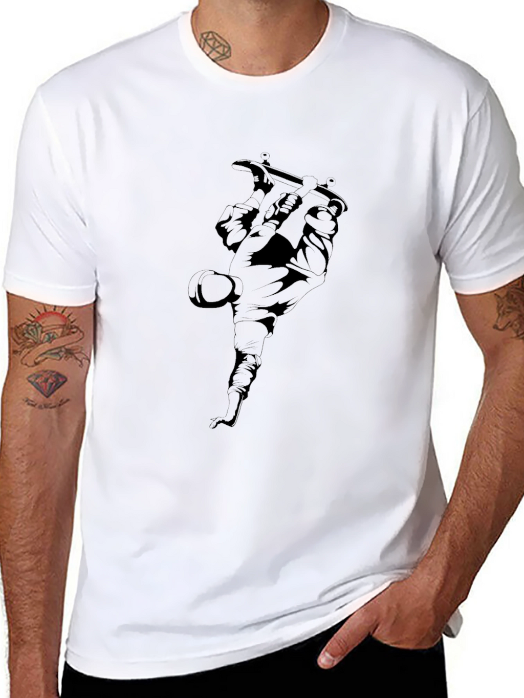 Mens Black Skateboarder Graphic Tee