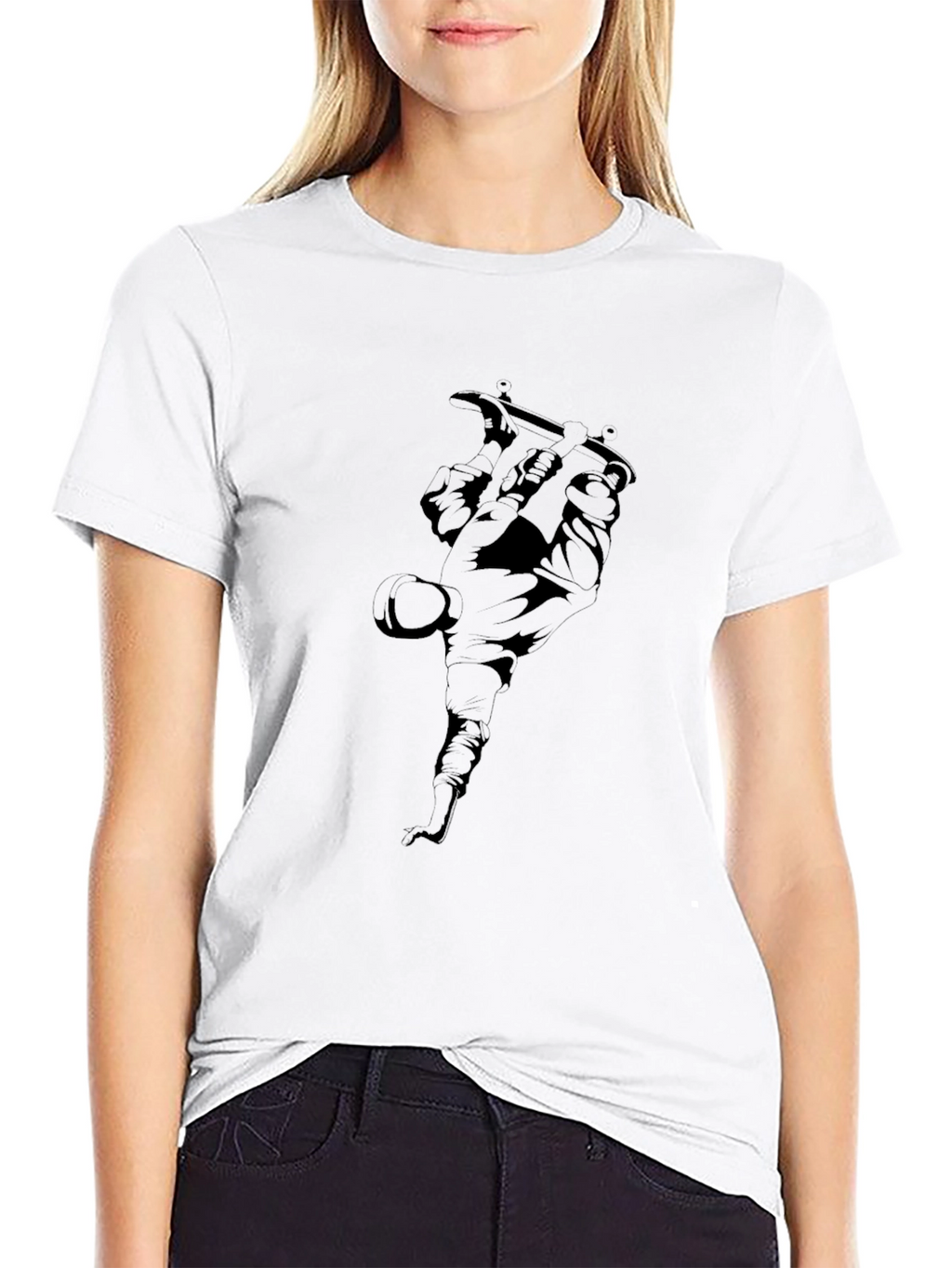 Mens Black Skateboarder Graphic Tee