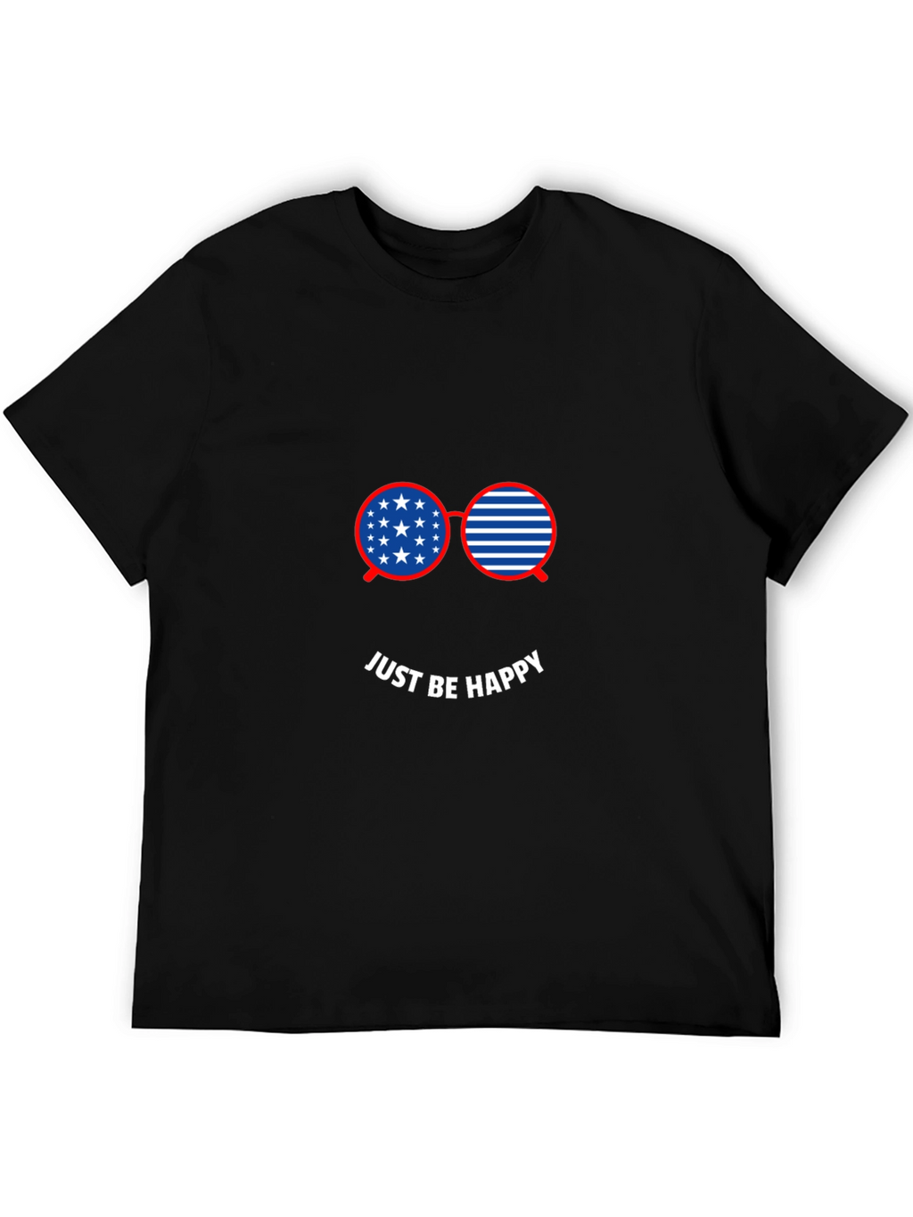 Just Be Happy American Flag Glasses Graphic Tee