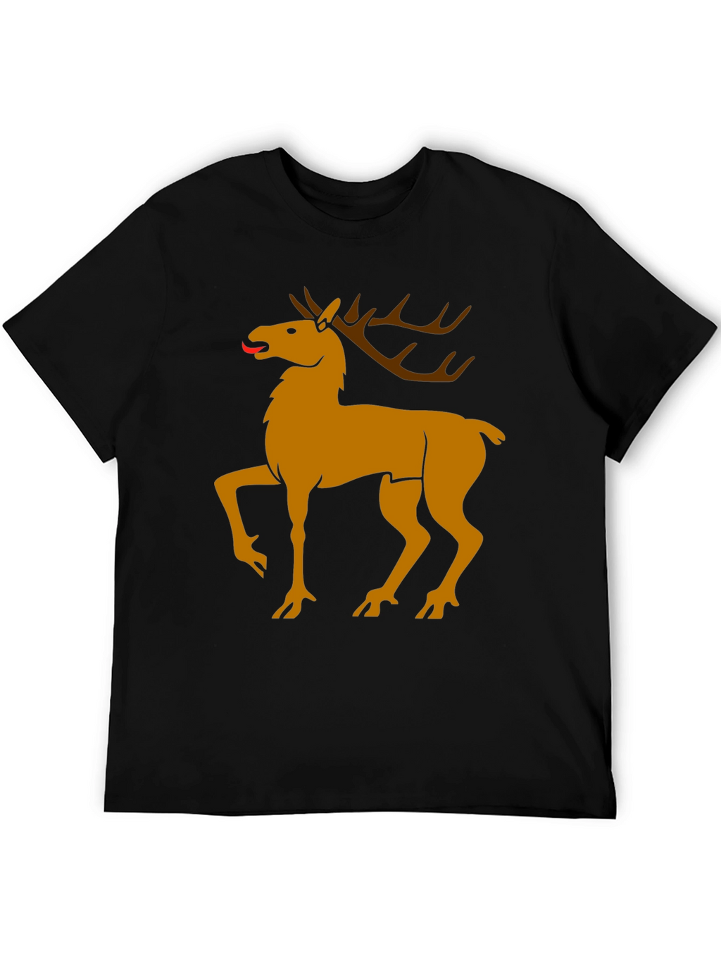 Black Tee with Golden Deer Graphic