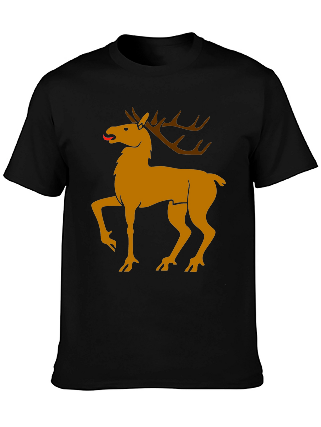 Black Tee with Golden Deer Graphic