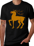 Black Tee with Golden Deer Graphic