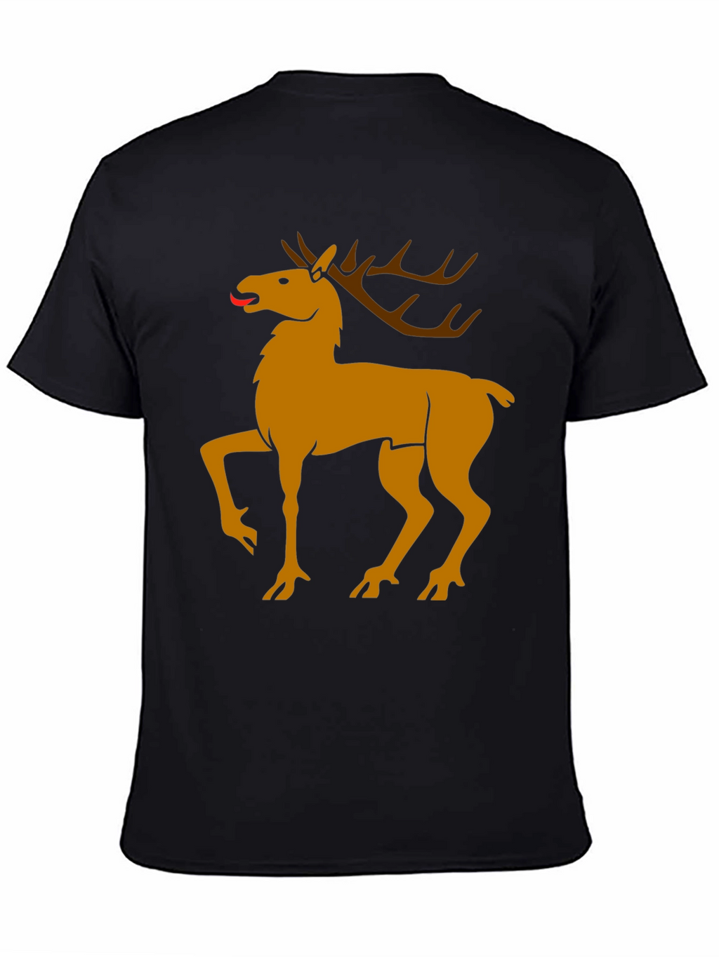 Black Tee with Golden Deer Graphic