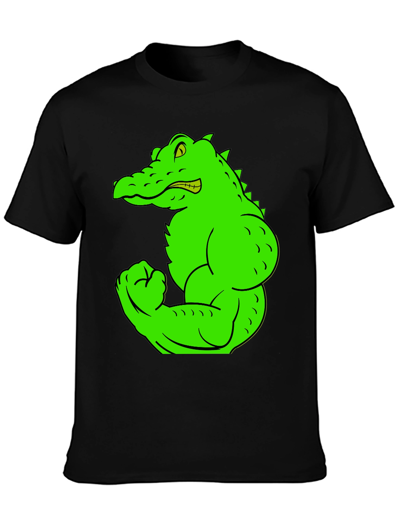 Muscle Gator Graphic Tee - Black Cotton T-Shirt