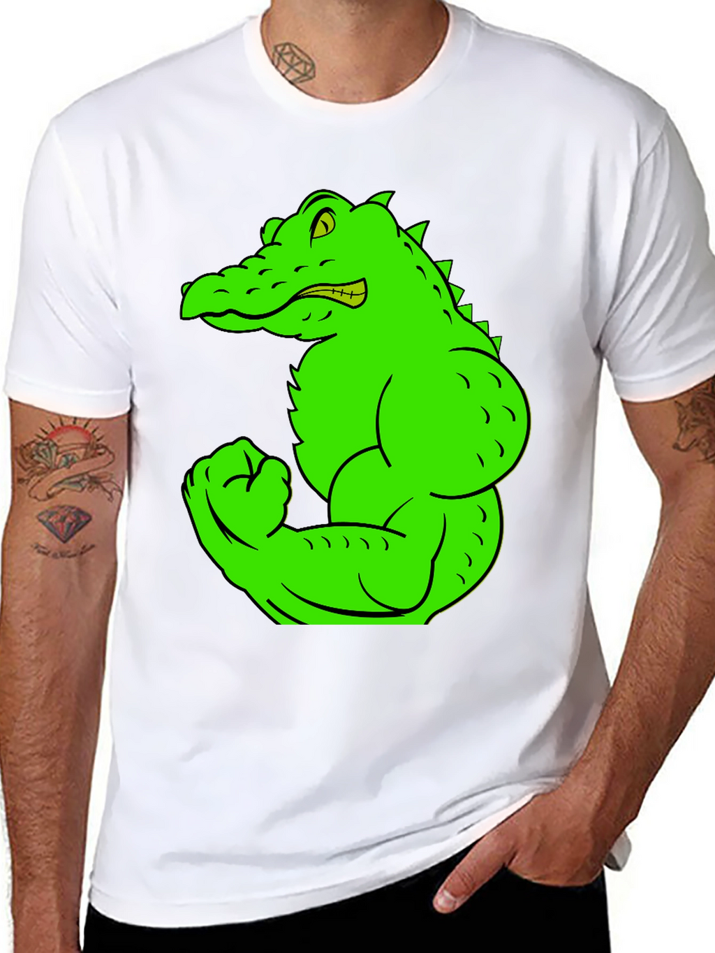 Muscle Gator Graphic Tee - Black Cotton T-Shirt