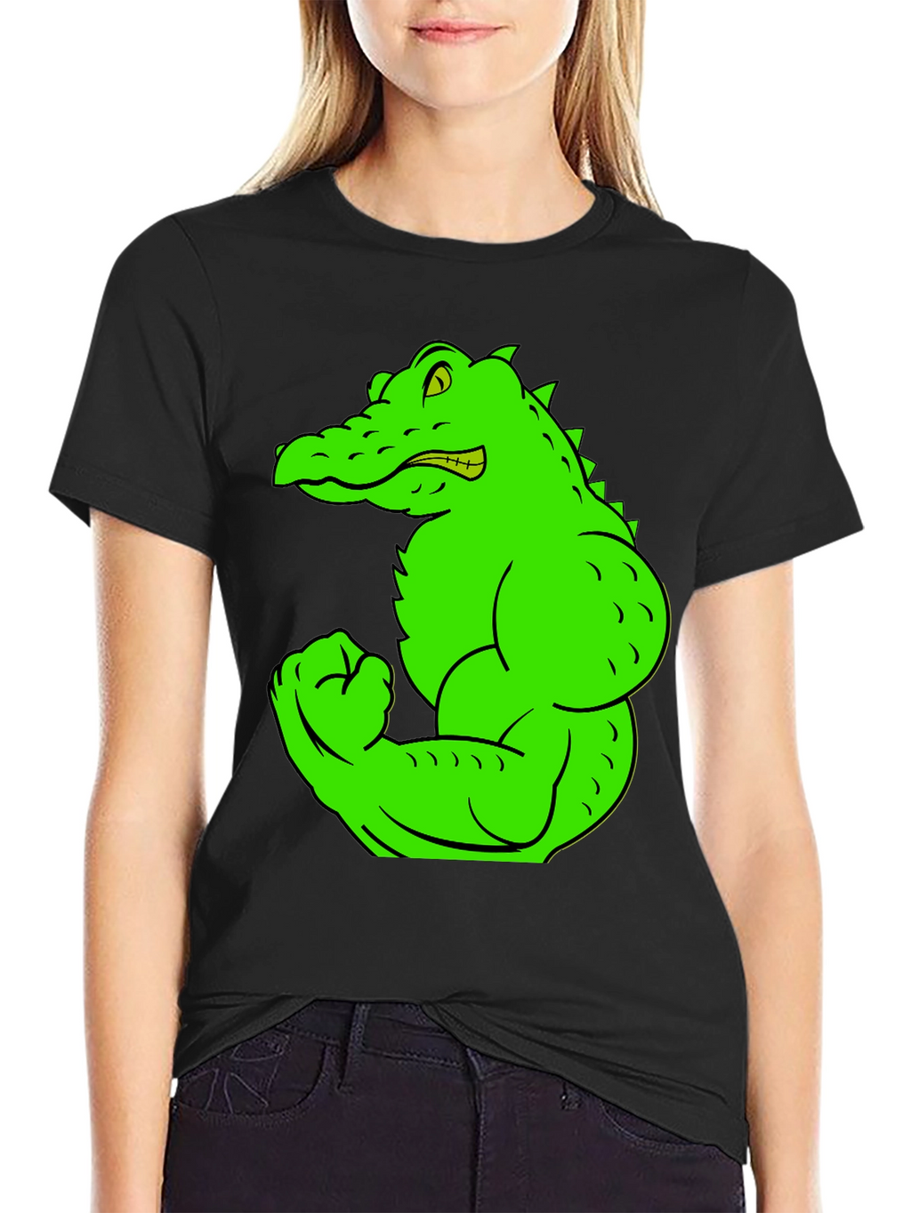 Muscle Gator Graphic Tee - Black Cotton T-Shirt