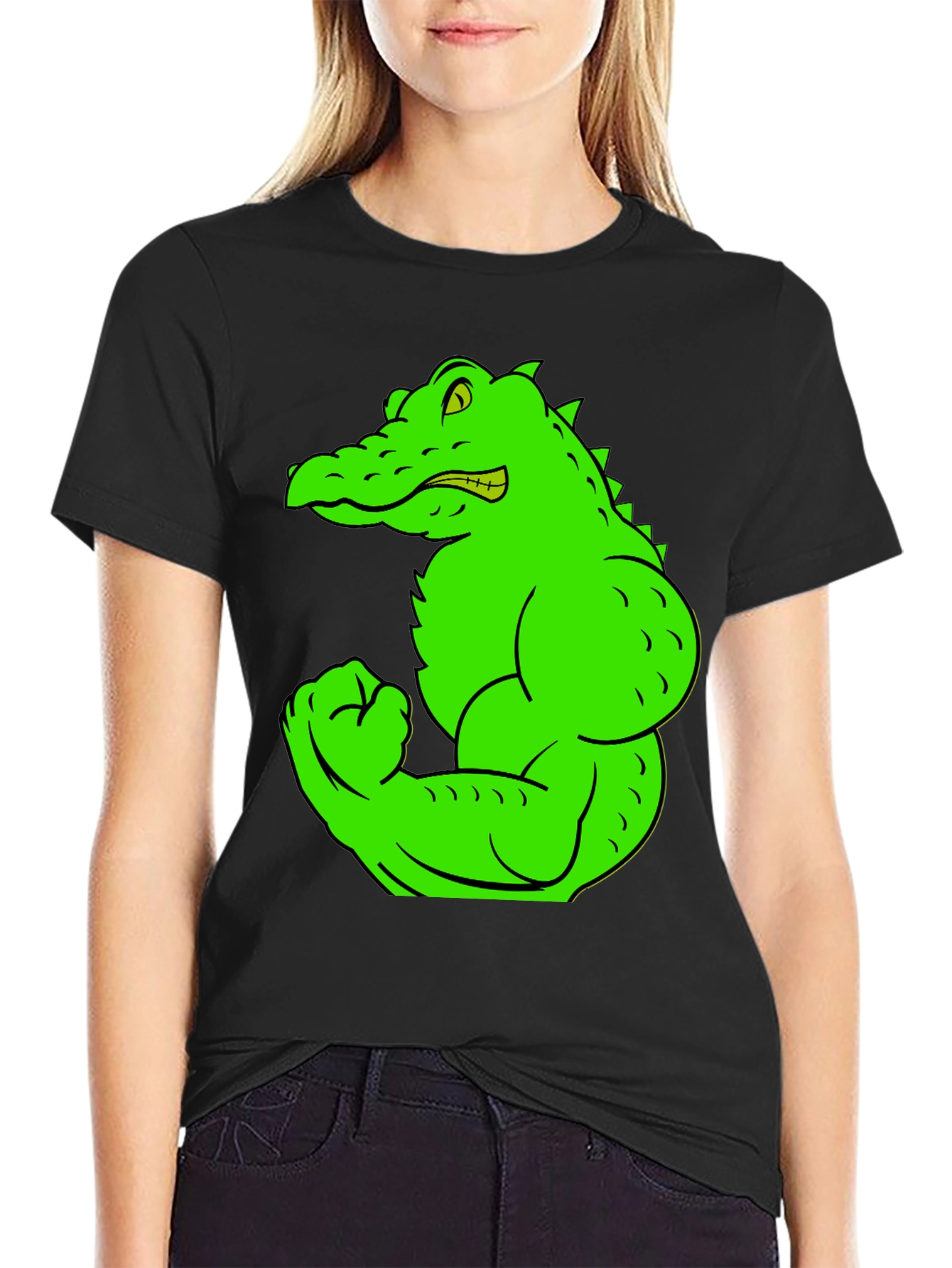 Muscle Gator Graphic Tee - Black Cotton T-Shirt