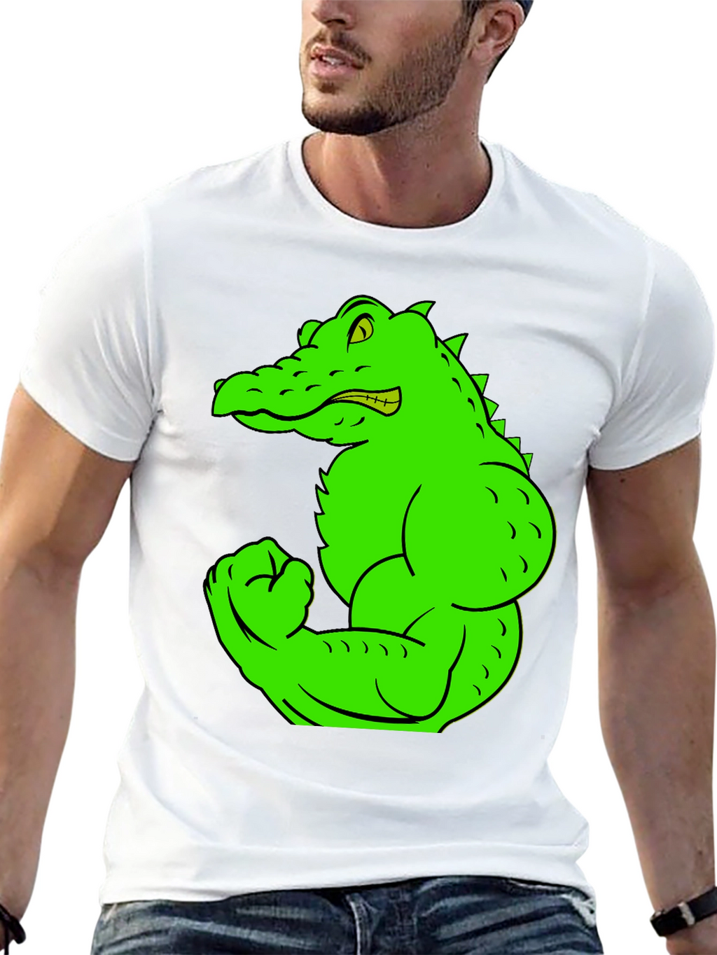 Muscle Gator Graphic Tee - Black Cotton T-Shirt
