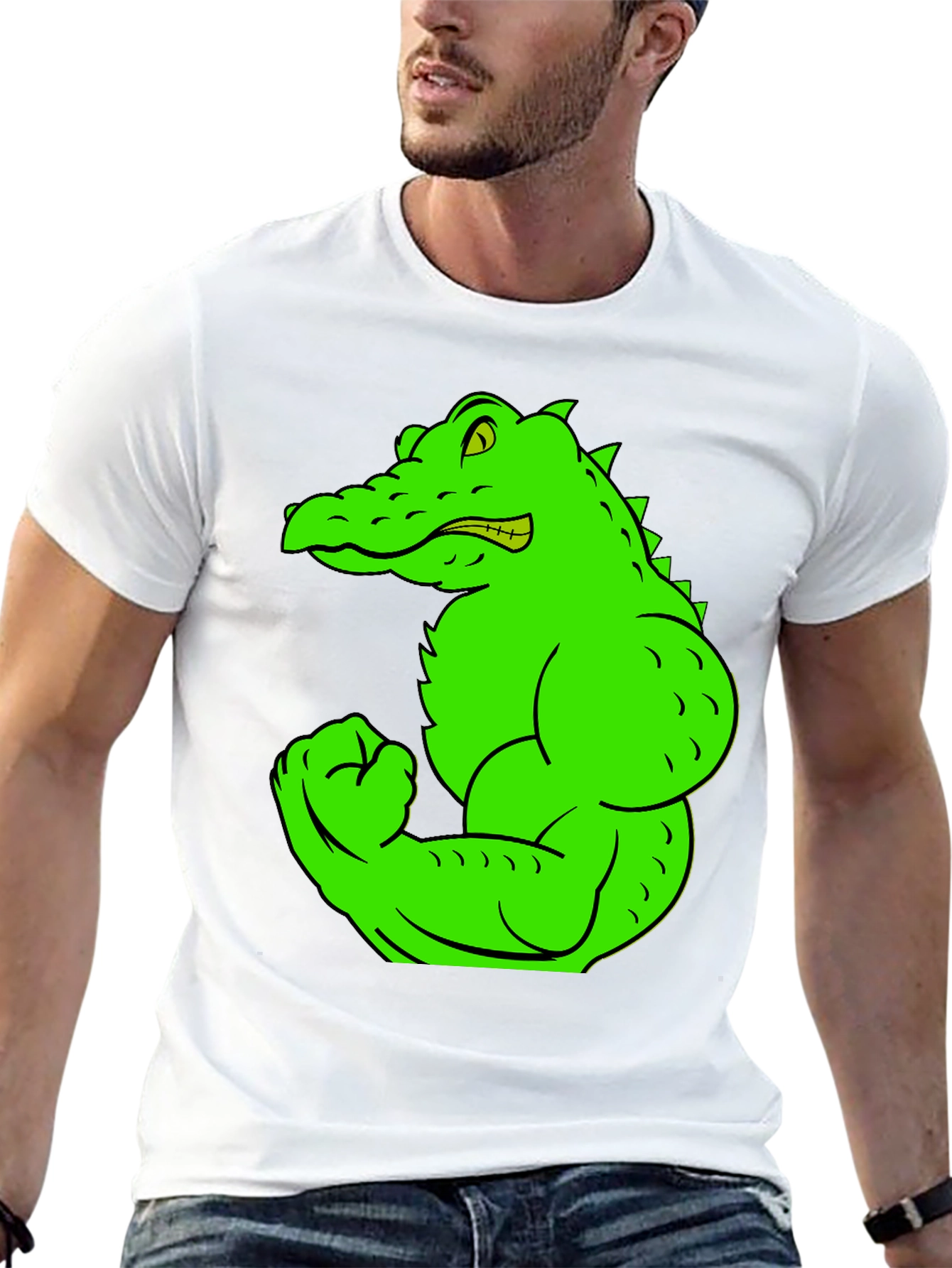 Muscle Gator Graphic Tee - Black Cotton T-Shirt