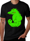 Muscle Gator Graphic Tee - Black Cotton T-Shirt