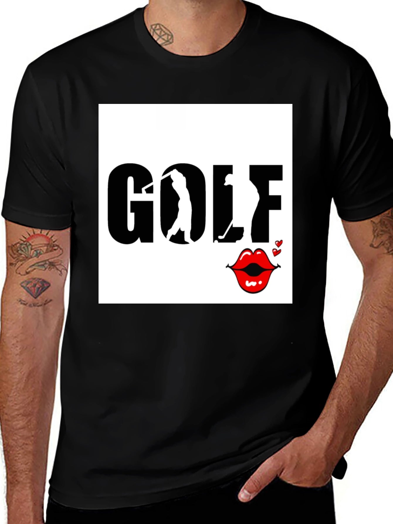 Golf and Lips Graphic Tee - Trendy Golfer Gift