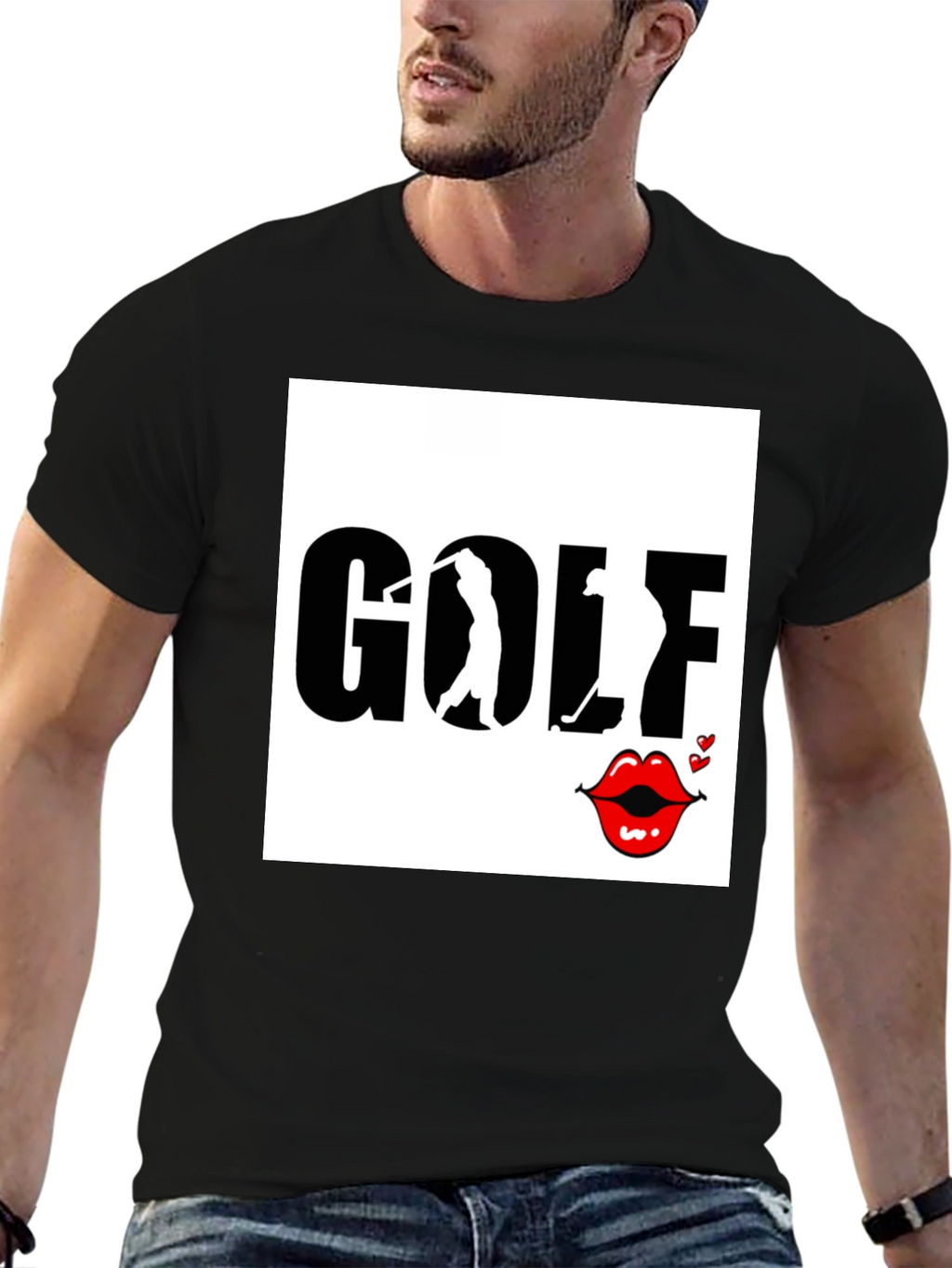 Golf and Lips Graphic Tee - Trendy Golfer Gift
