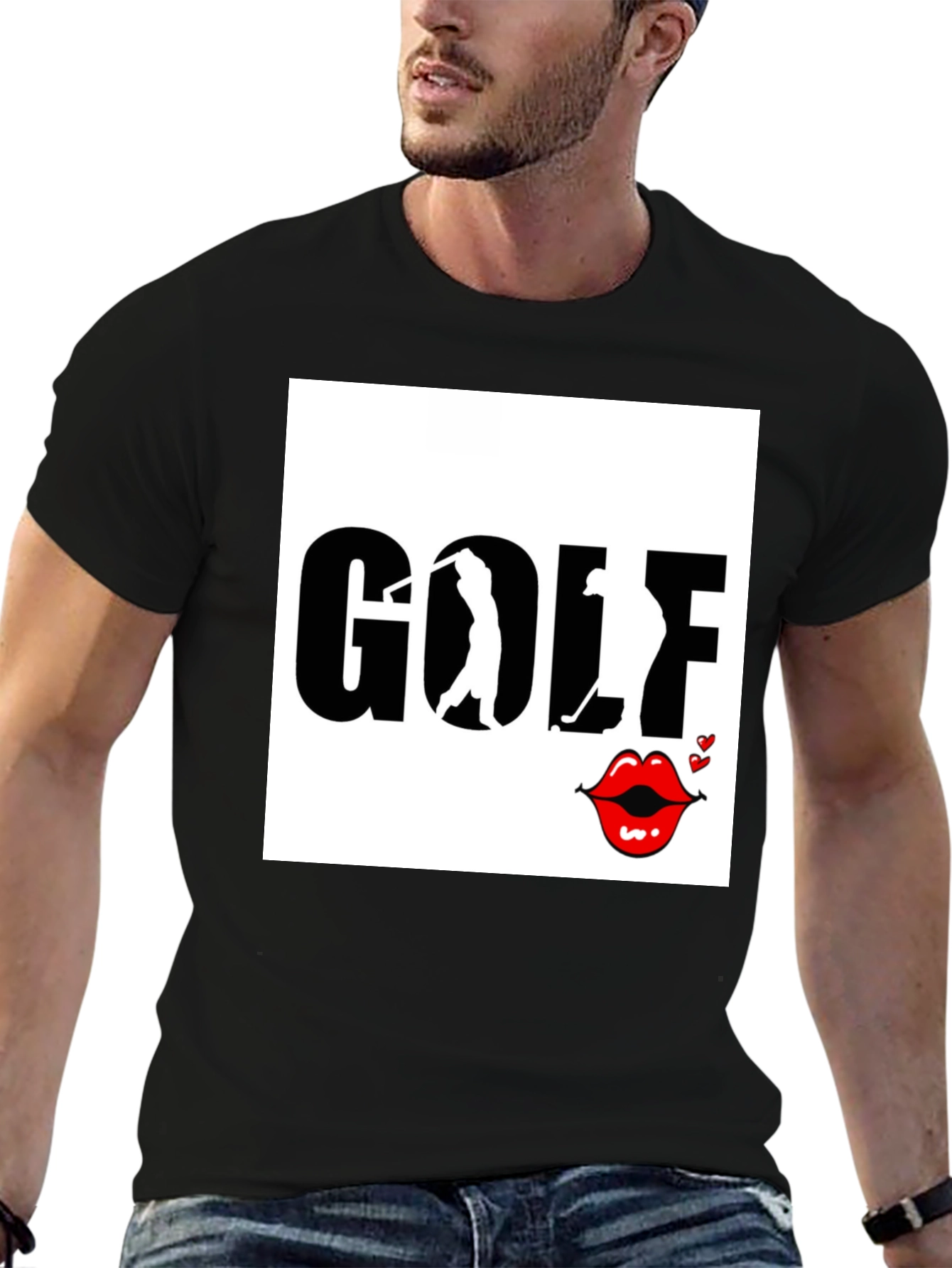 Golf and Lips Graphic Tee - Trendy Golfer Gift