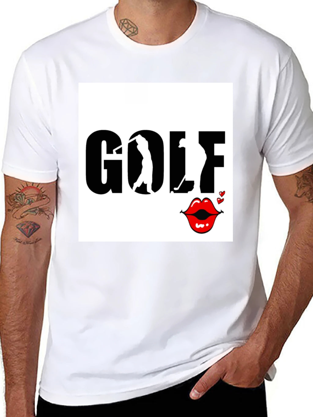 Golf and Lips Graphic Tee - Trendy Golfer Gift