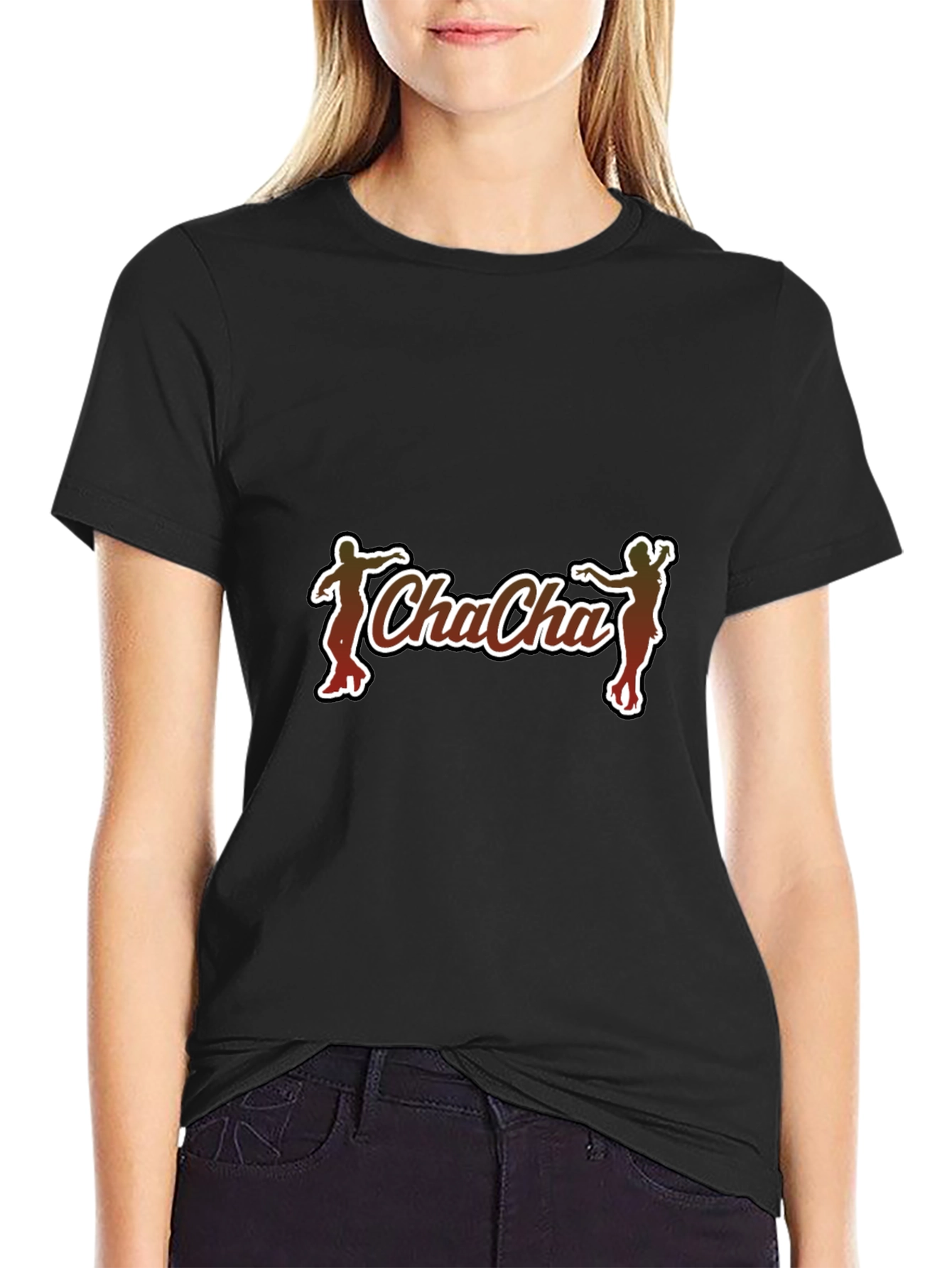 Cha-Cha Graphic Tee - Black Cotton Casual T-Shirt