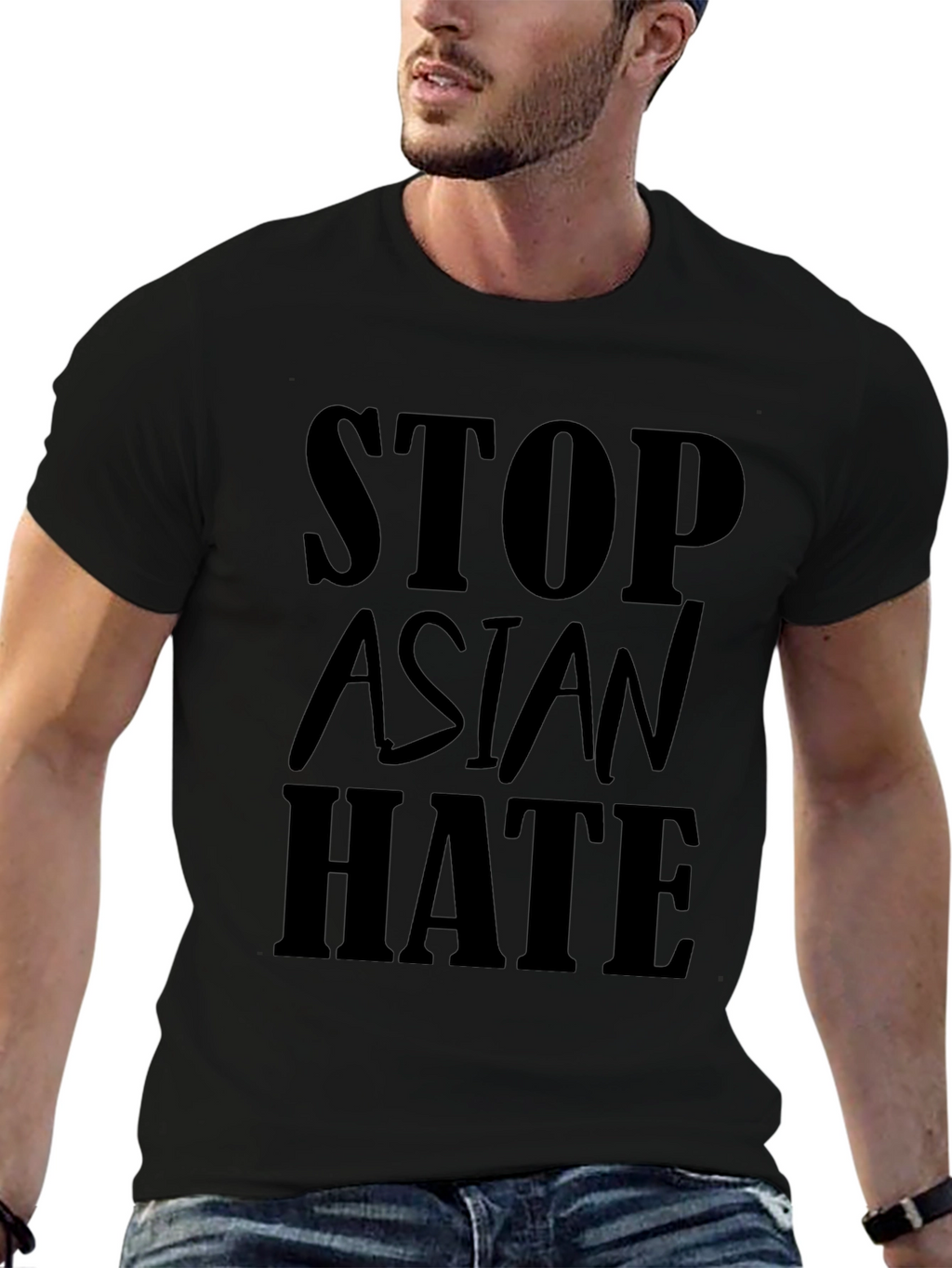 Stop Asian Hate T-Shirt - Black Crew Neck Tee