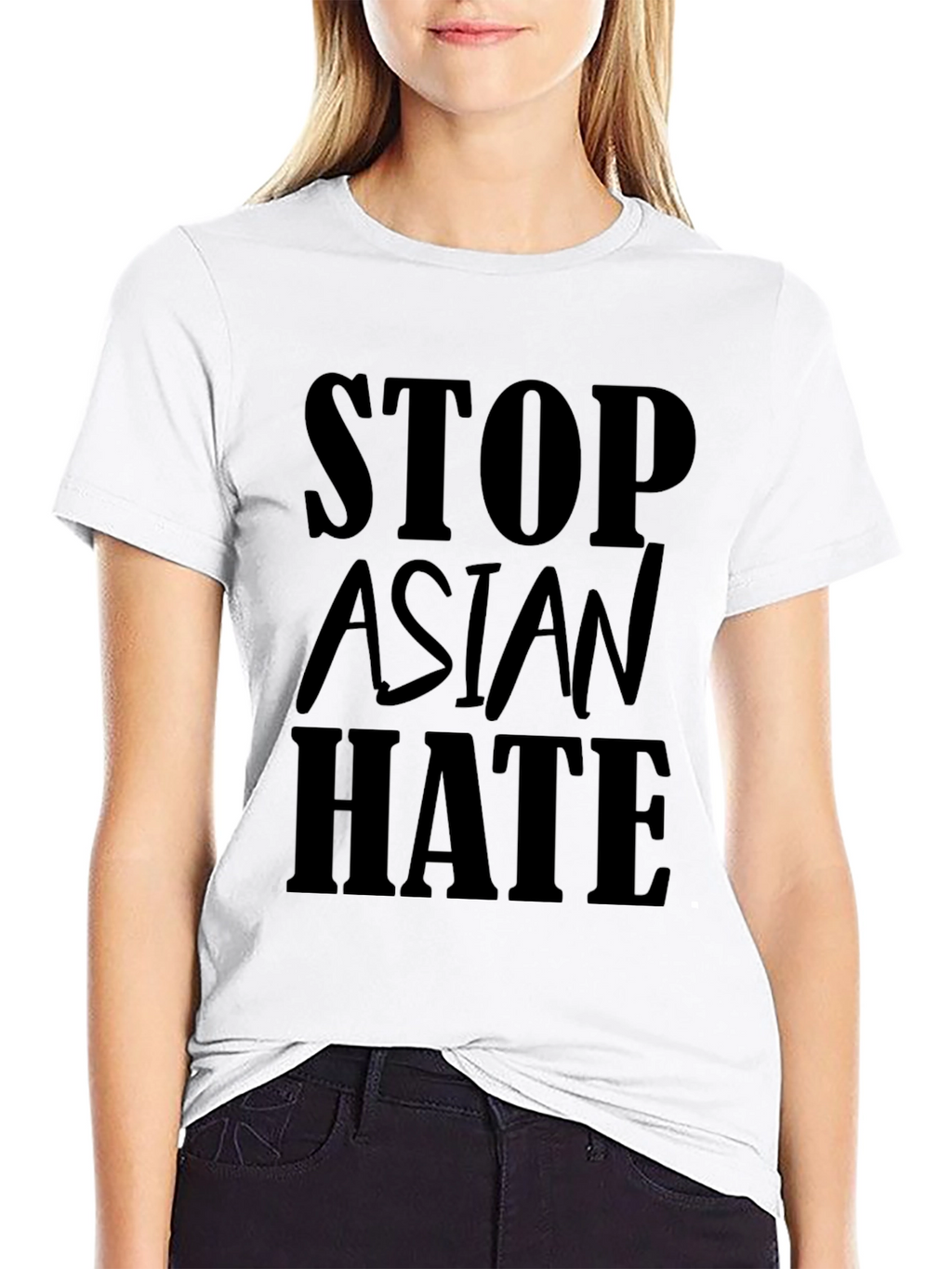 Stop Asian Hate T-Shirt - Black Crew Neck Tee