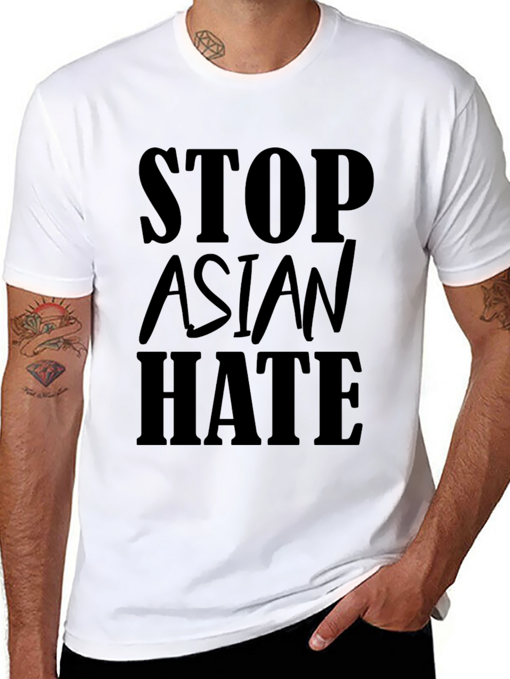 Stop Asian Hate T-Shirt - Black Crew Neck Tee