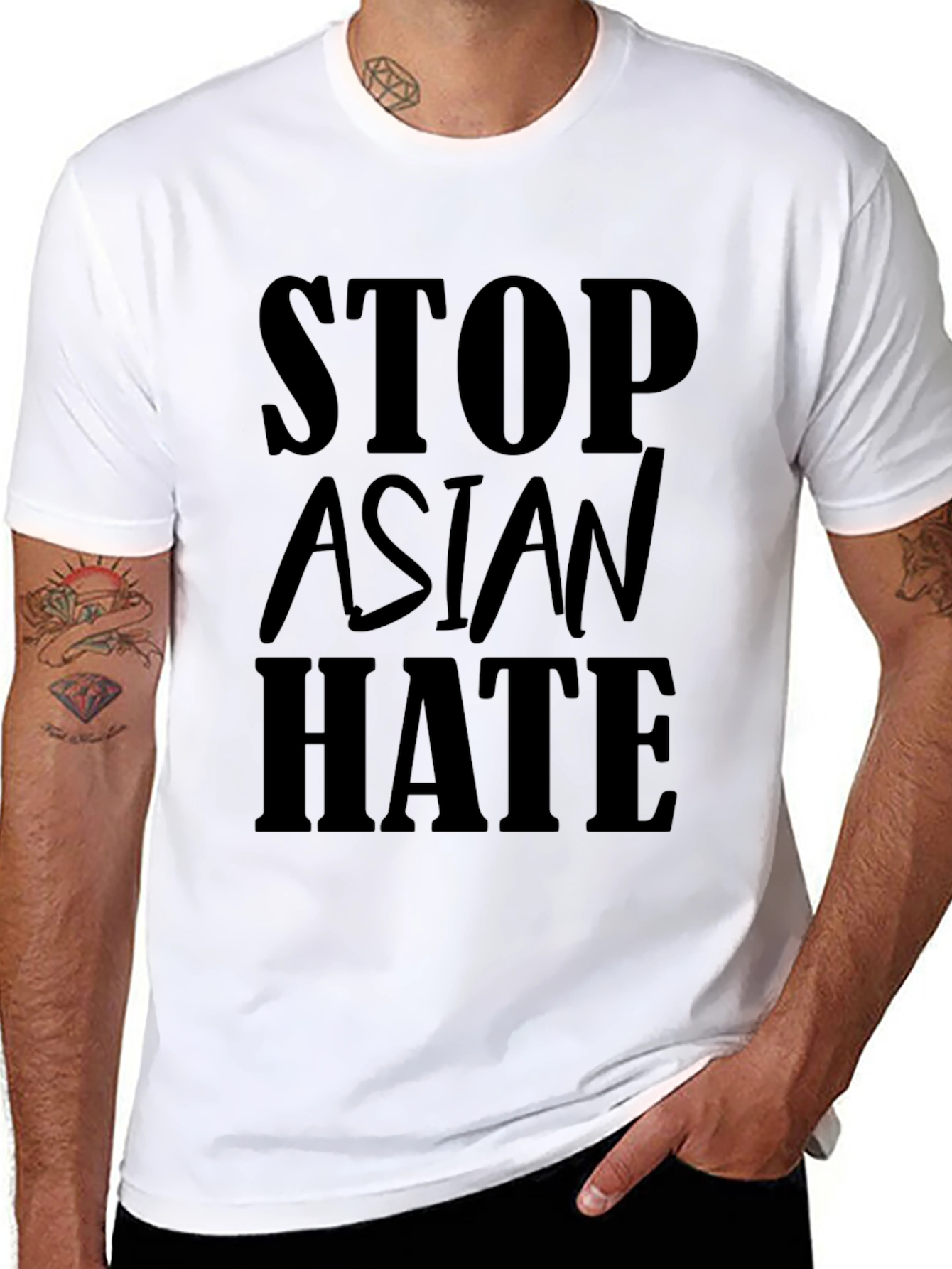 Stop Asian Hate T-Shirt - Black Crew Neck Tee