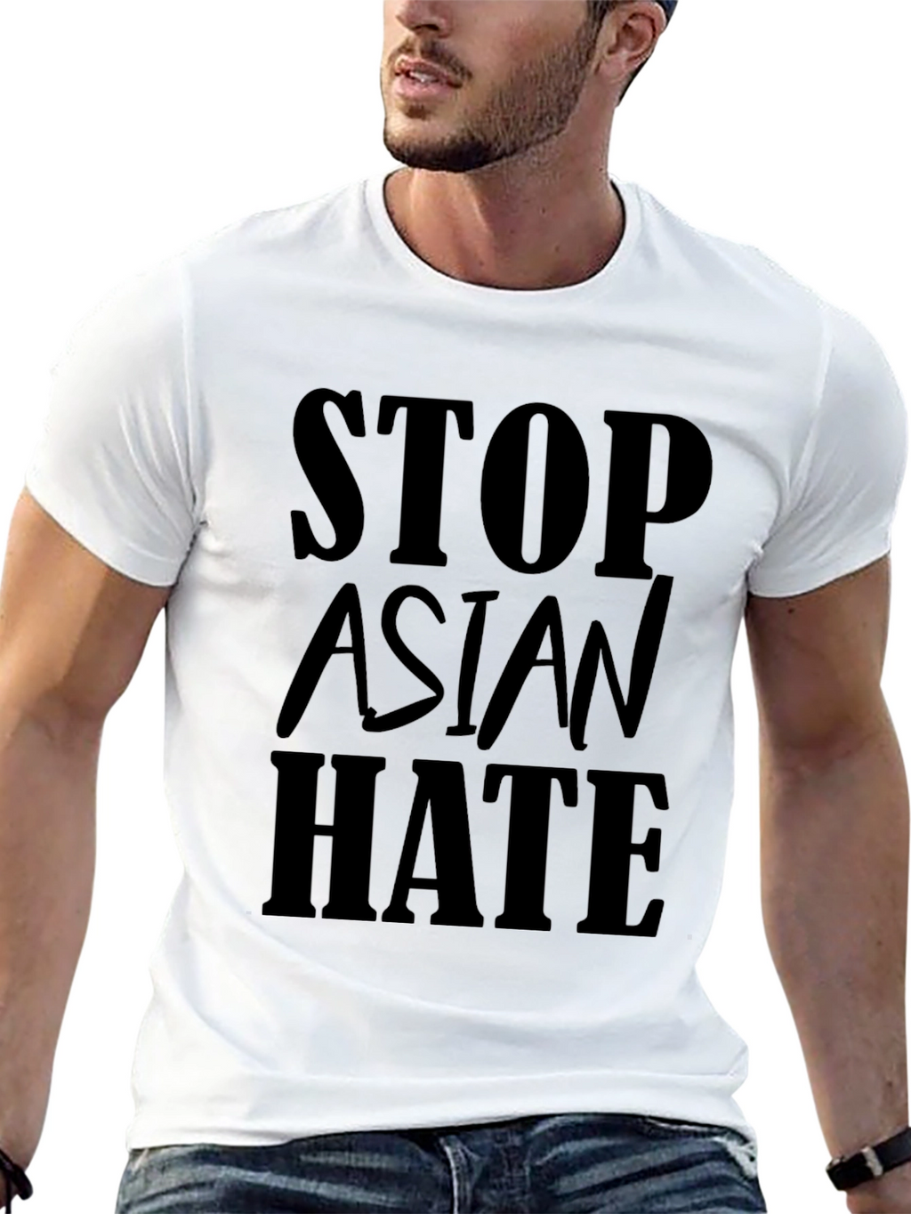 Stop Asian Hate T-Shirt - Black Crew Neck Tee