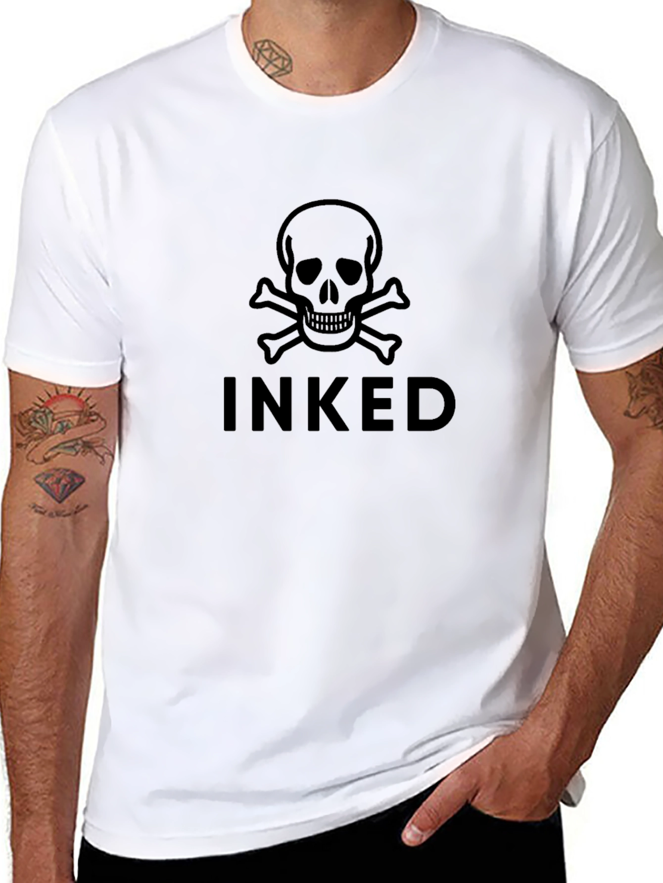 Inked Skull Graphic T-Shirt - Black Cotton