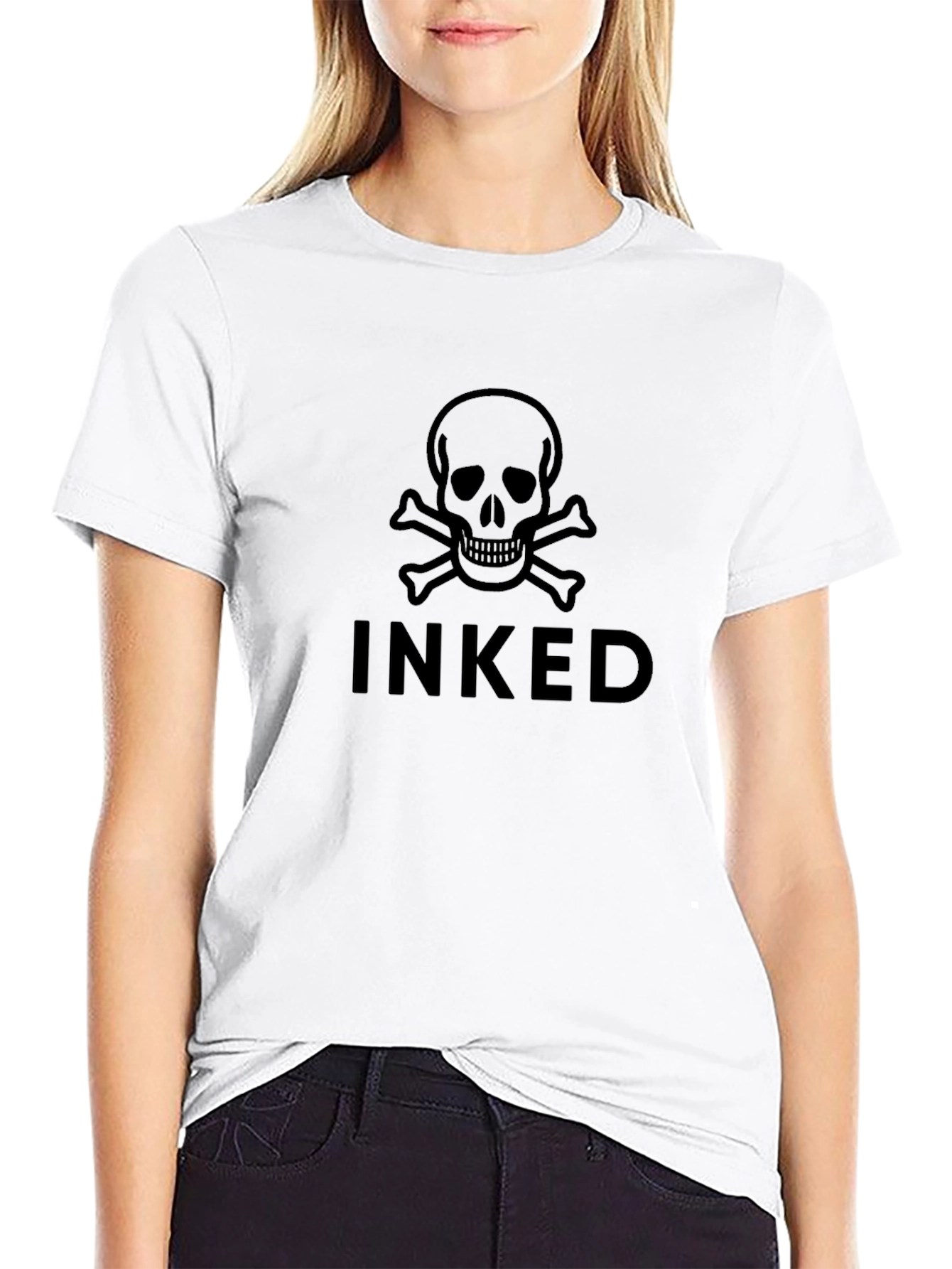 Inked Skull Graphic T-Shirt - Black Cotton