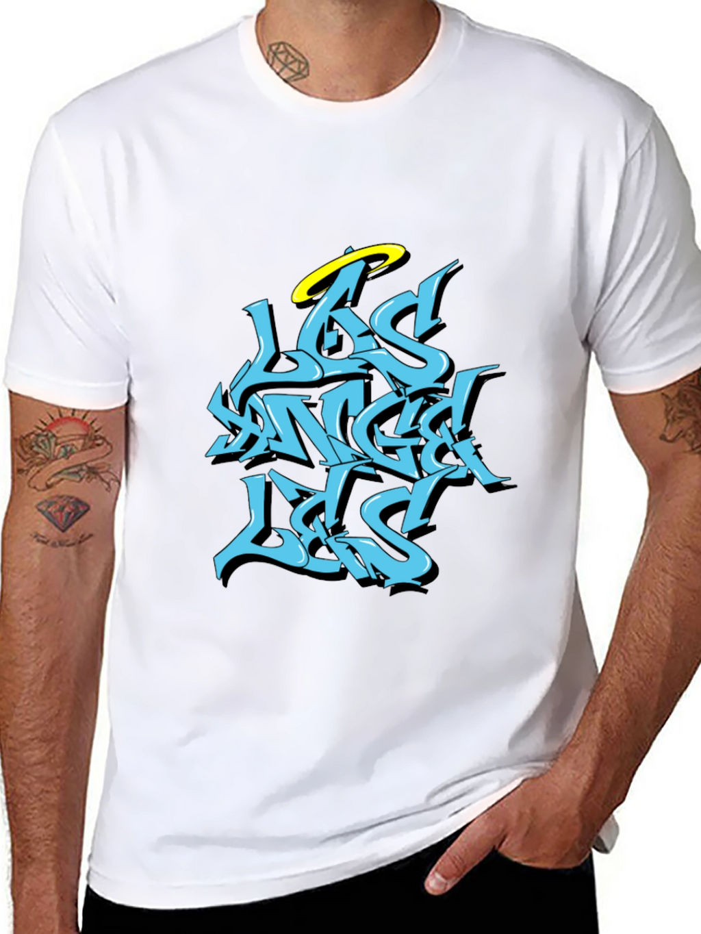 Los Angeles Angel T-Shirt - Black Graphic Tee