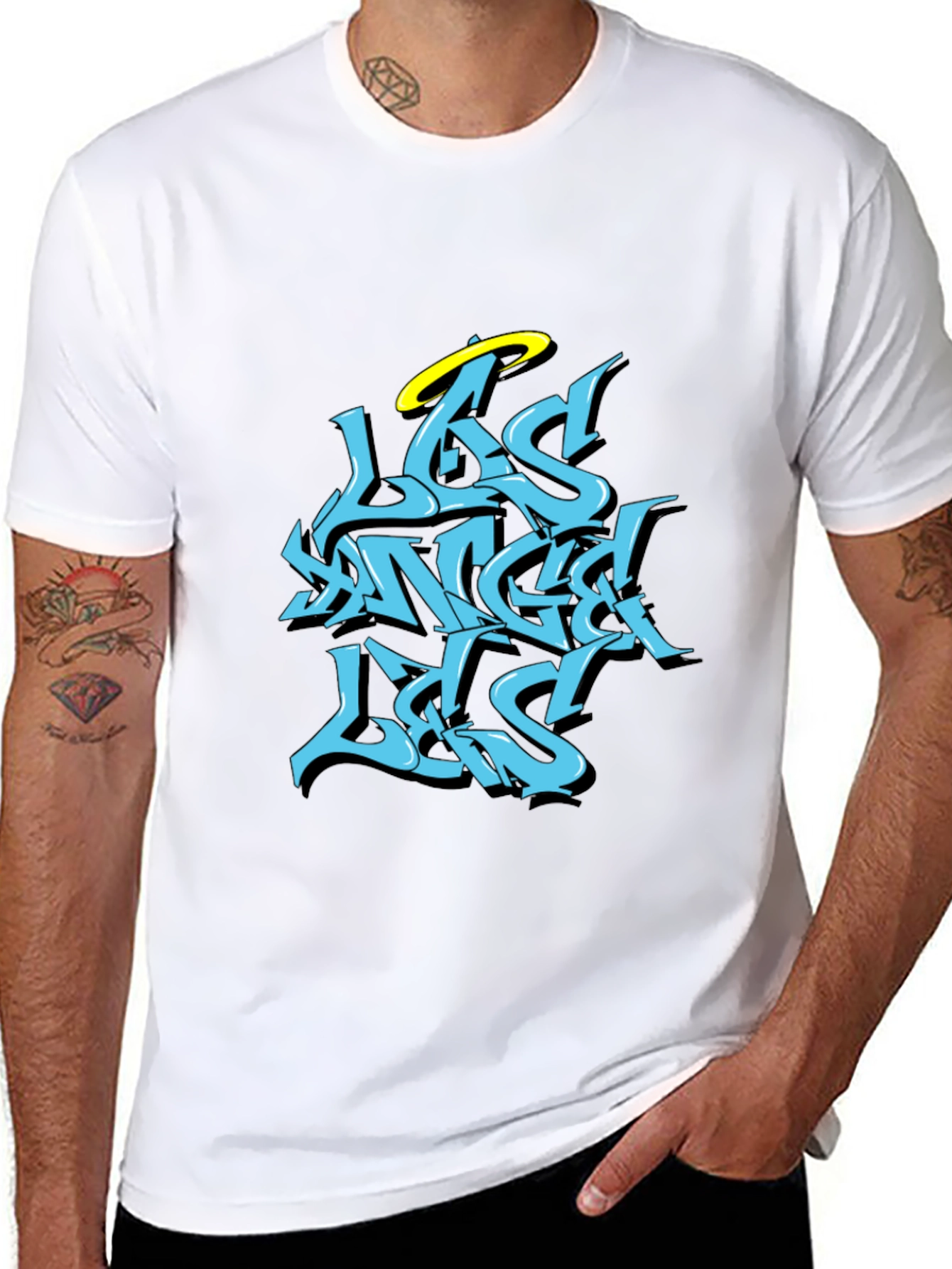 Los Angeles Angel T-Shirt - Black Graphic Tee
