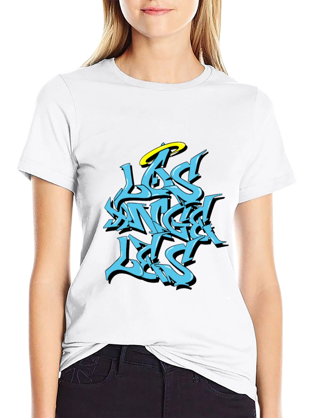 Los Angeles Angel T-Shirt - Black Graphic Tee