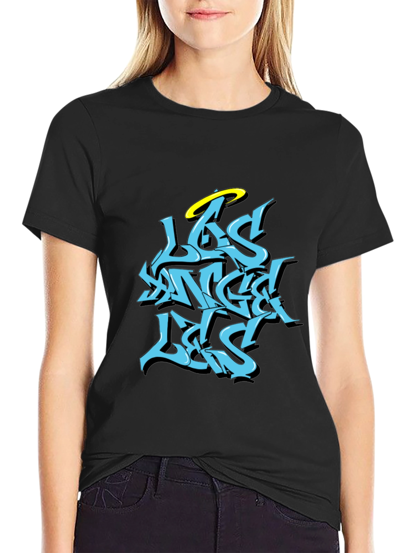 Los Angeles Angel T-Shirt - Black Graphic Tee