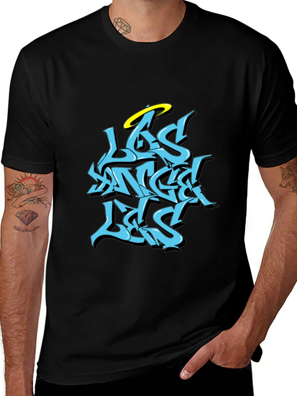 Los Angeles Angel T-Shirt - Black Graphic Tee