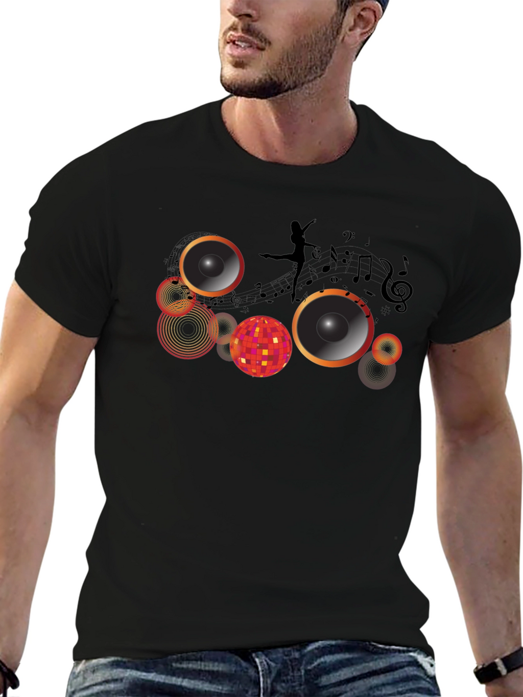 Music & Dance Graphic Black T-Shirt