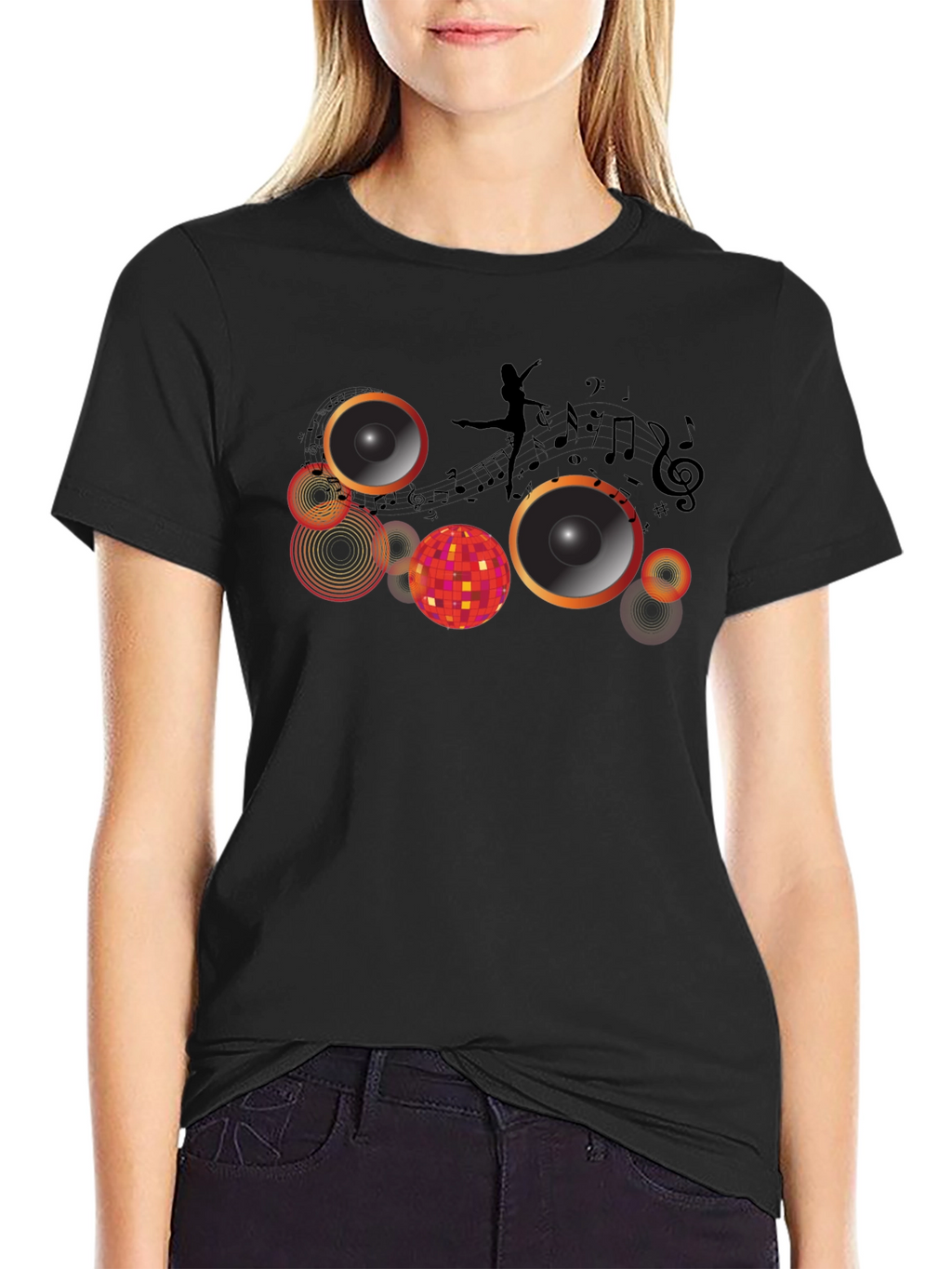 Music & Dance Graphic Black T-Shirt