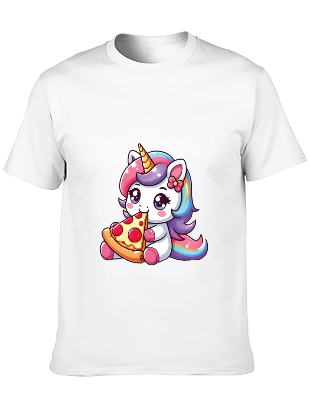 Unicorn Eating Pizza Black T-Shirt