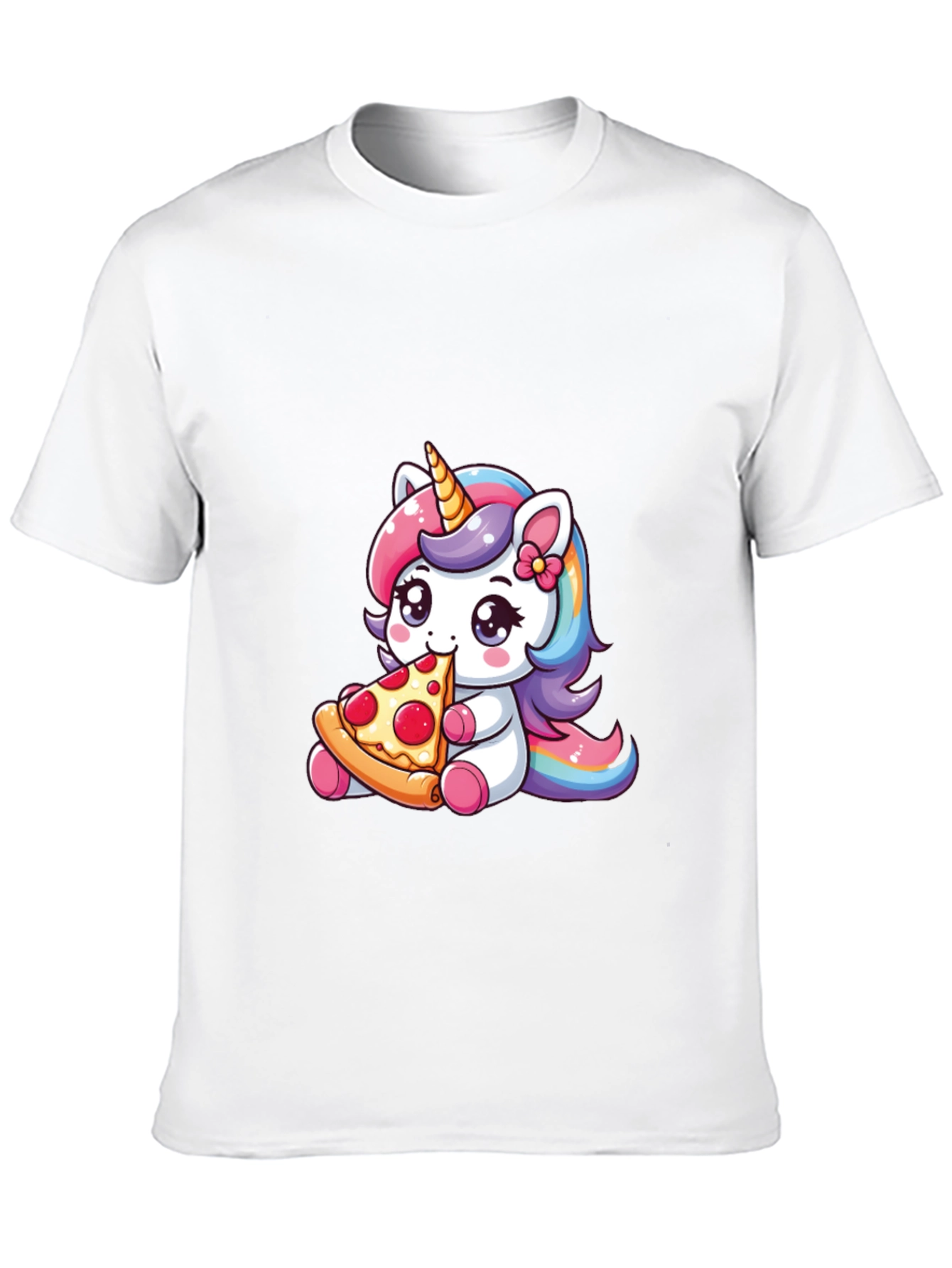 Unicorn Eating Pizza Black T-Shirt