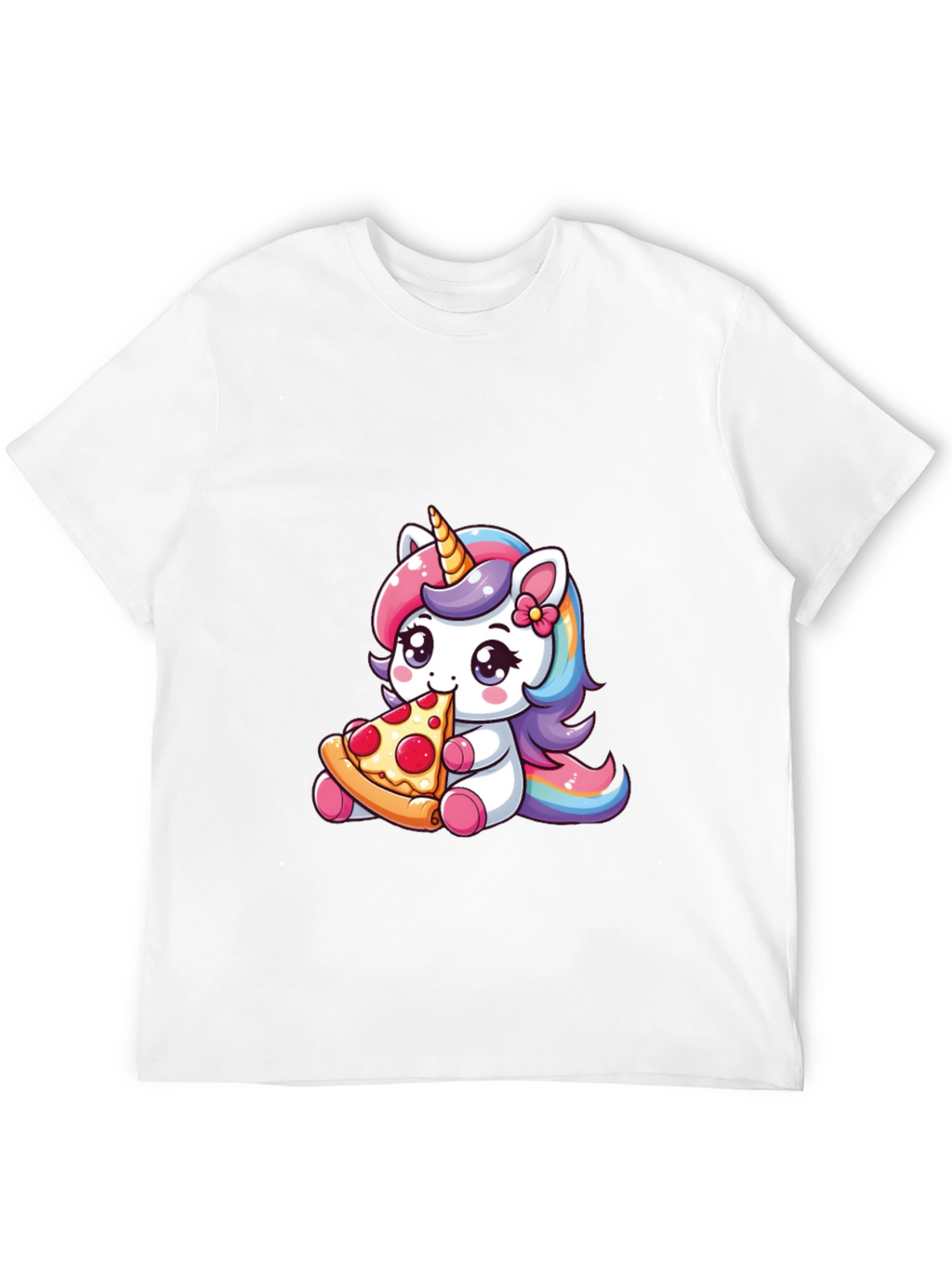 Unicorn Eating Pizza Black T-Shirt
