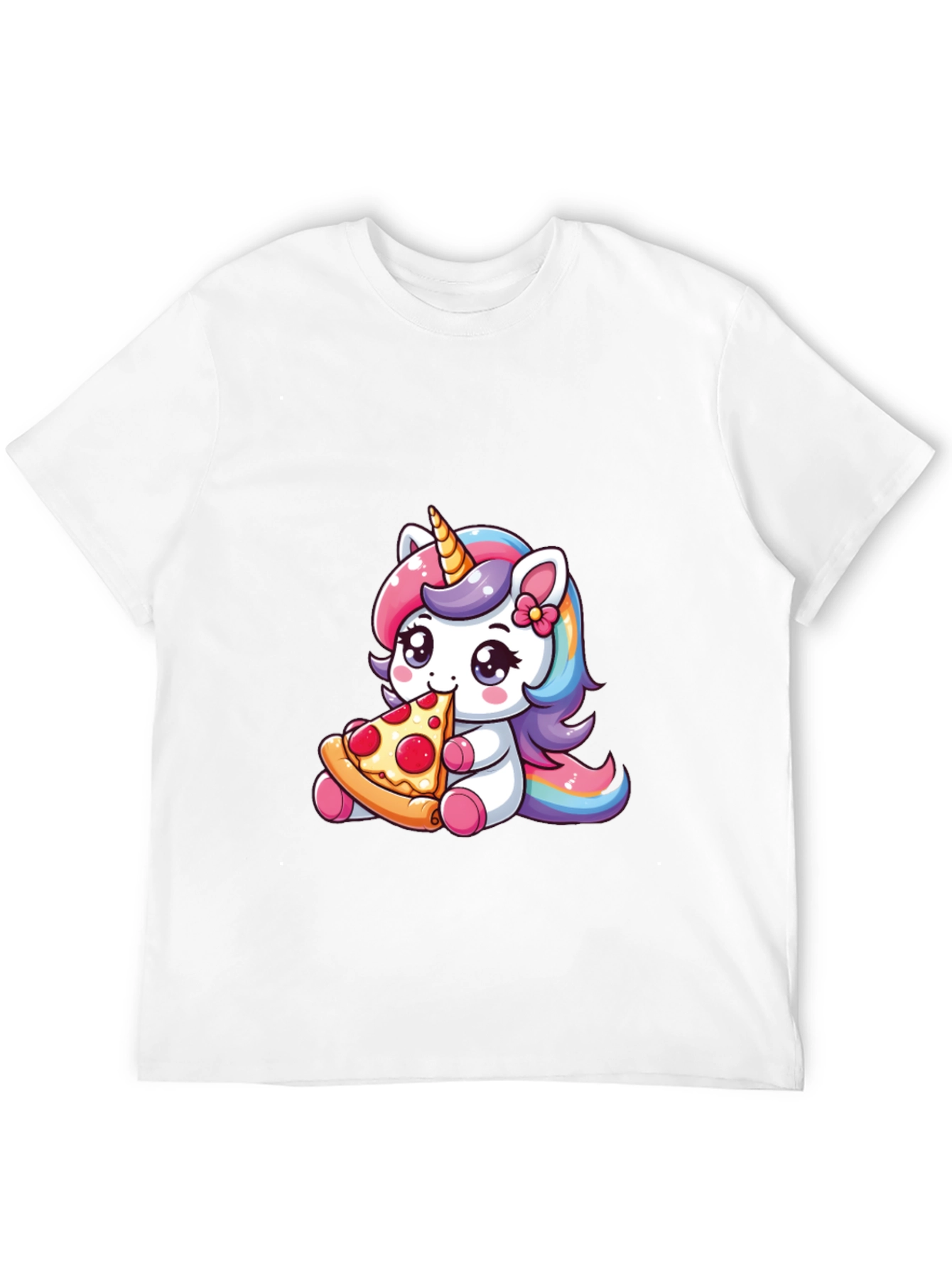 Unicorn Eating Pizza Black T-Shirt