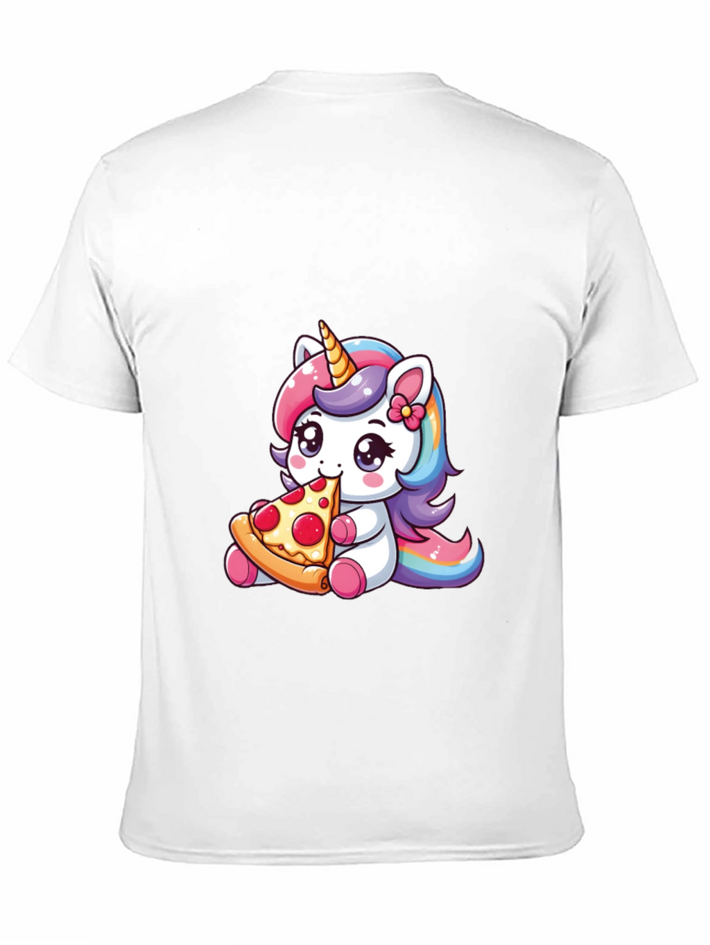 Unicorn Eating Pizza Black T-Shirt