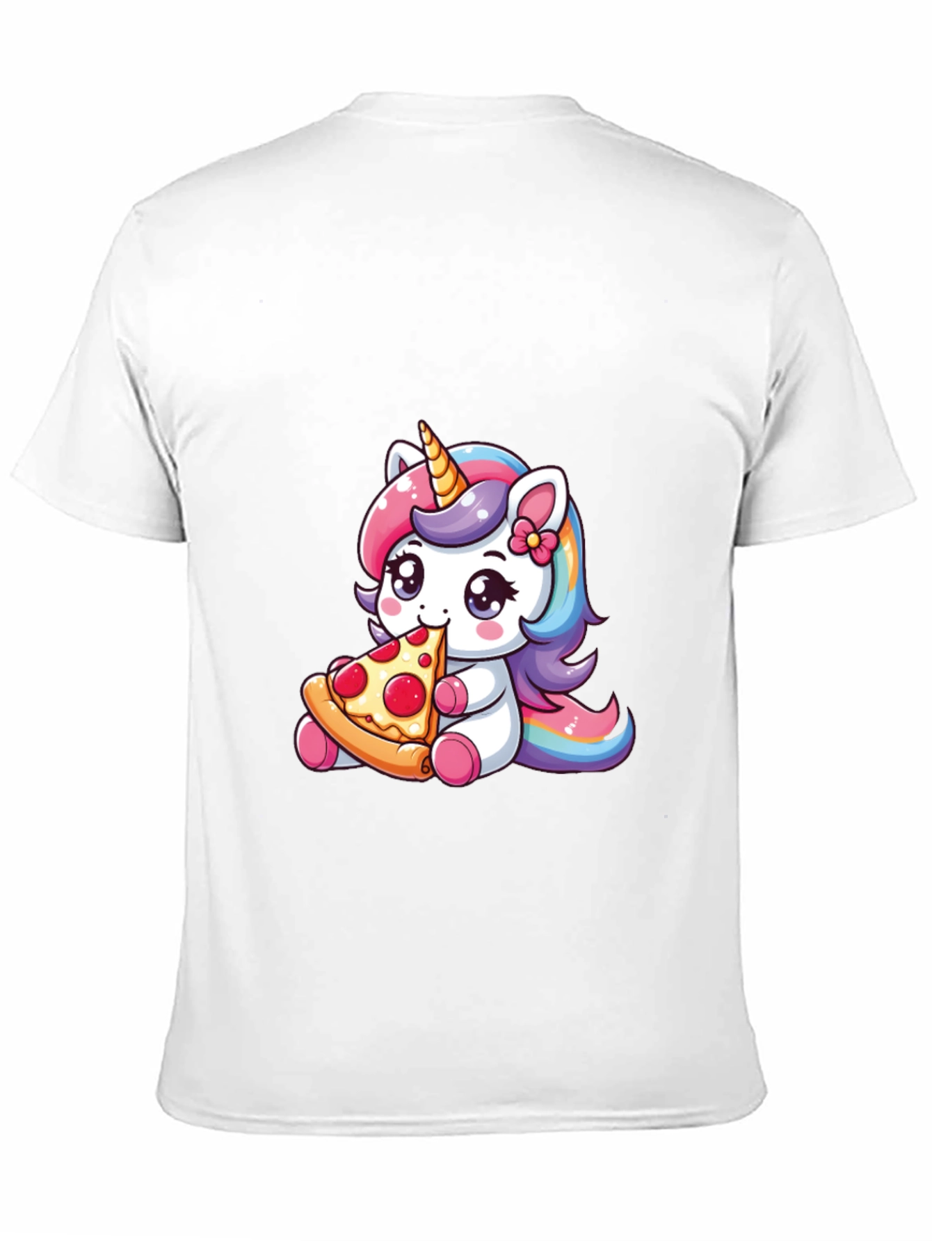Unicorn Eating Pizza Black T-Shirt