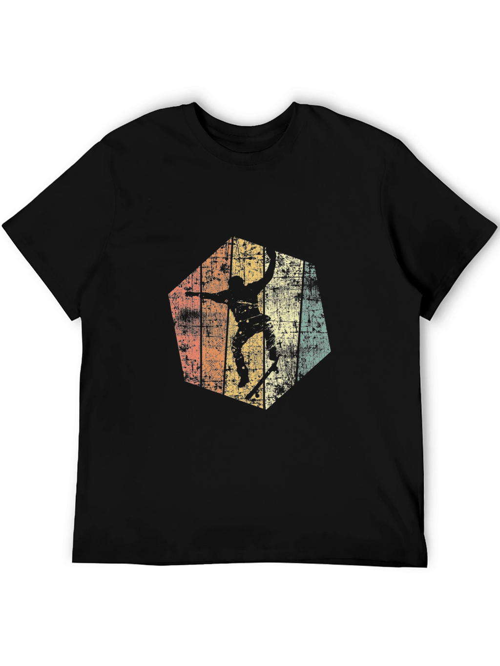 Retro Skateboarder Graphic Tee - Black