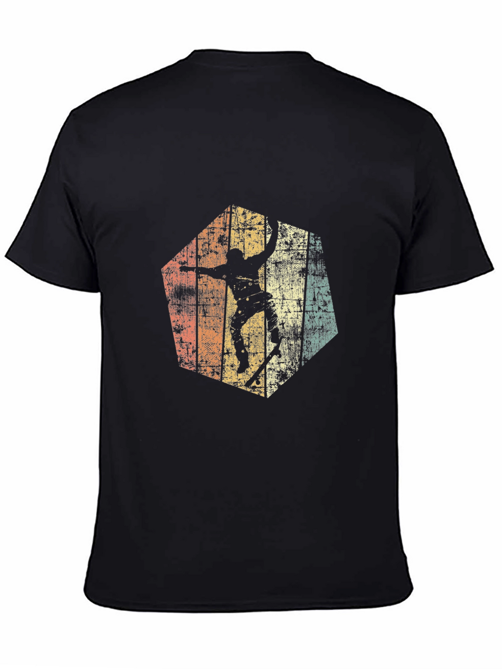 Retro Skateboarder Graphic Tee - Black