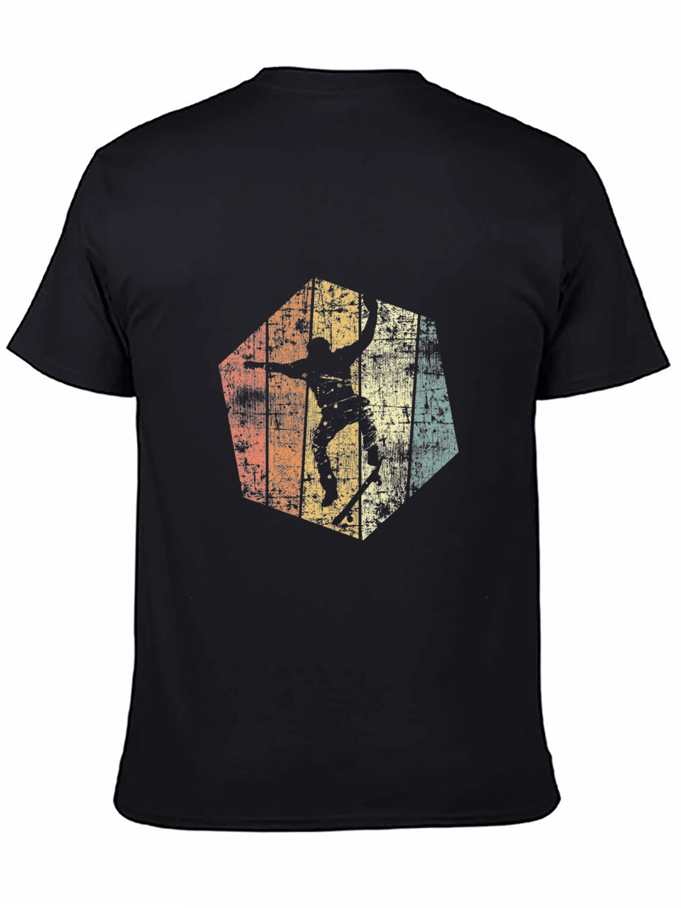 Retro Skateboarder Graphic Tee - Black