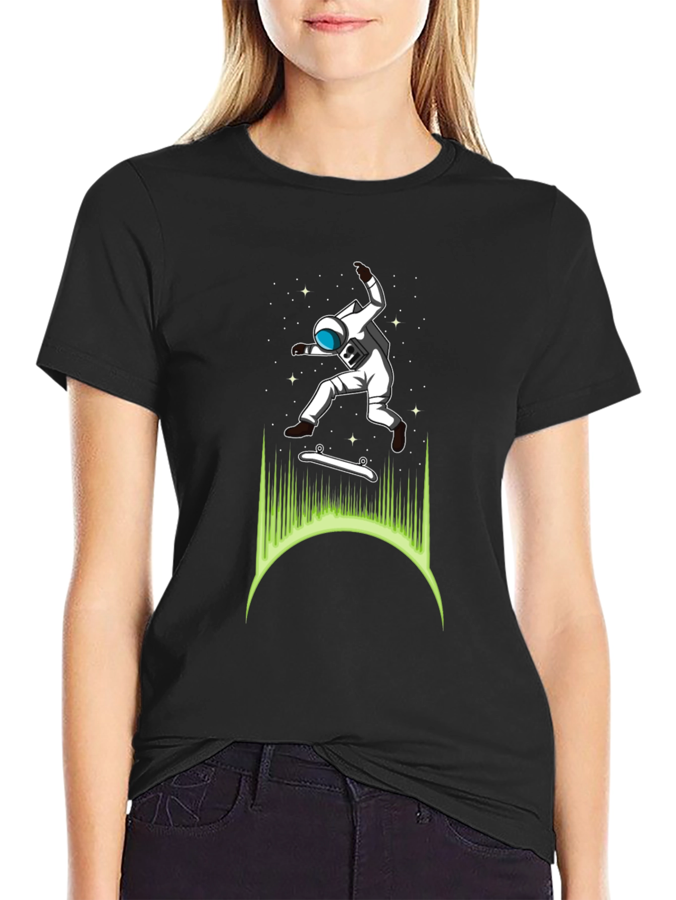 Astronaut Skateboarder Graphic T-Shirt - Cool Space Tee