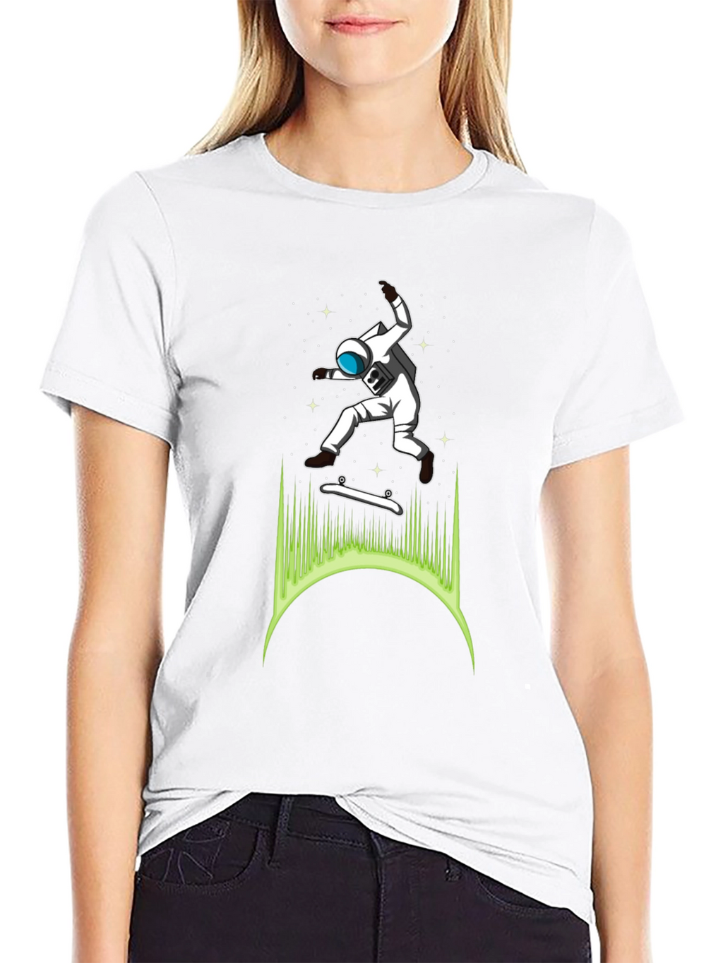 Astronaut Skateboarder Graphic T-Shirt - Cool Space Tee