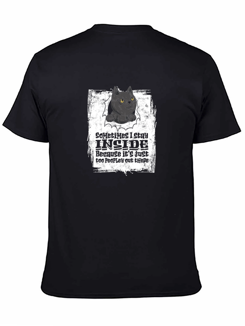 Black Cat Graphic T-Shirt: Introvert Humor Tee