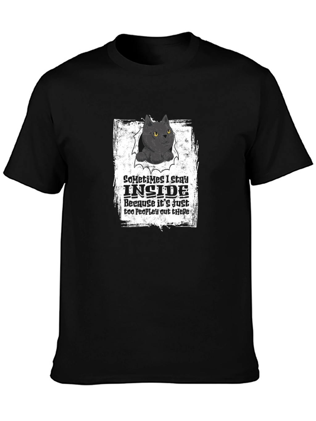Black Cat Graphic T-Shirt: Introvert Humor Tee