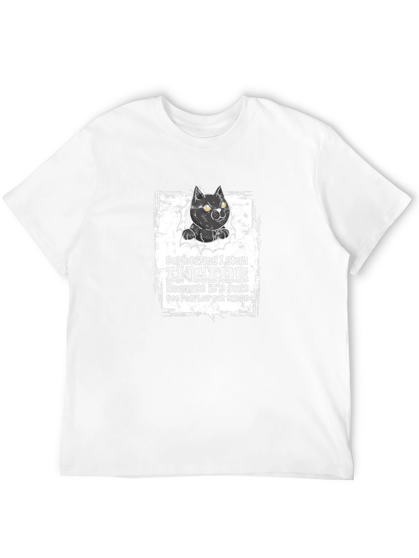 Black Cat Graphic T-Shirt: Introvert Humor Tee