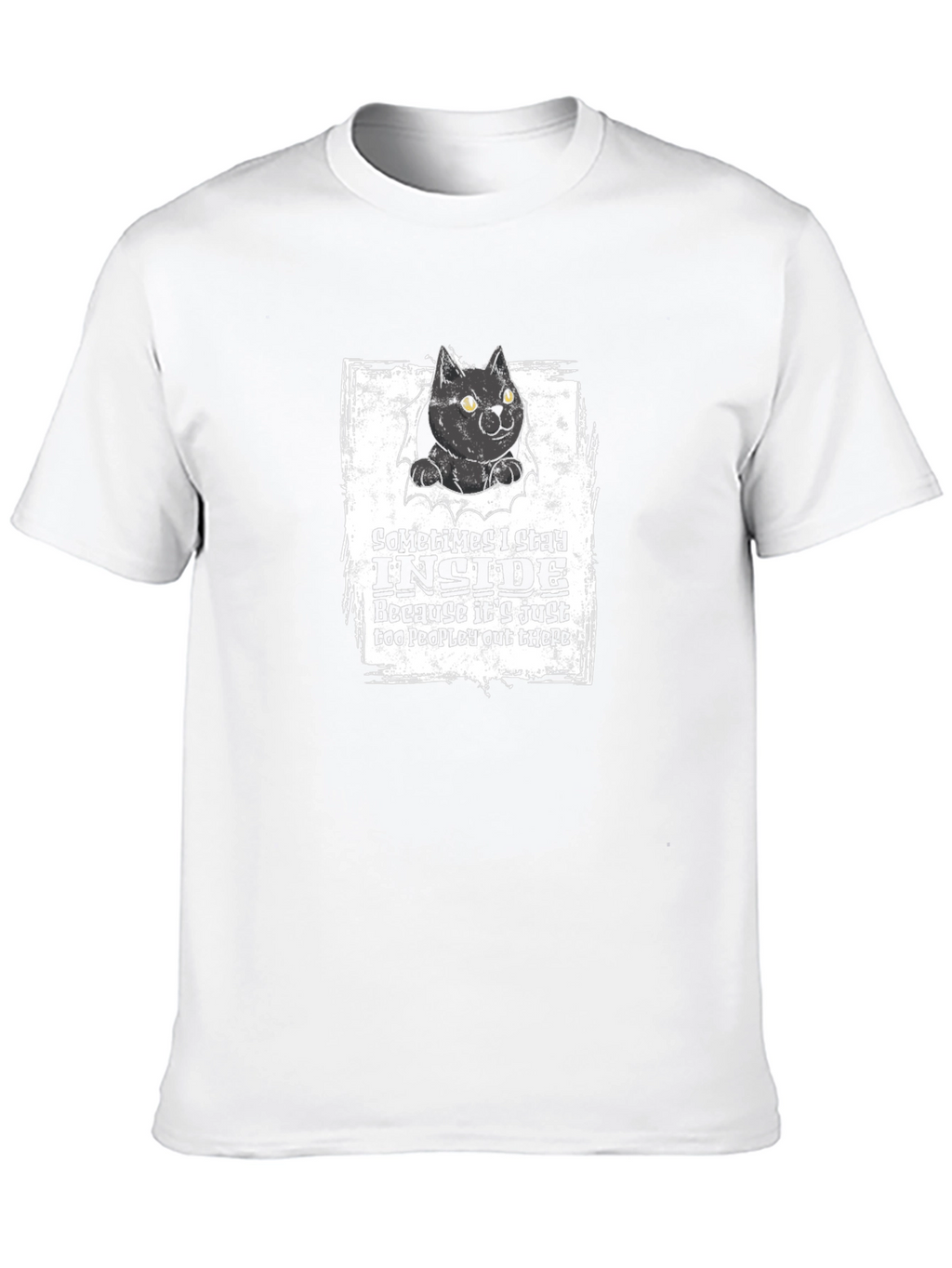 Black Cat Graphic T-Shirt: Introvert Humor Tee