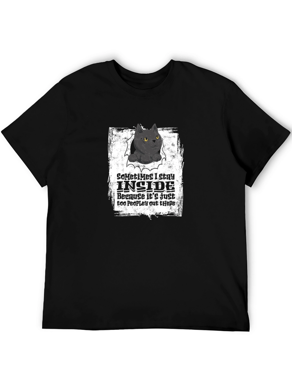 Black Cat Graphic T-Shirt: Introvert Humor Tee